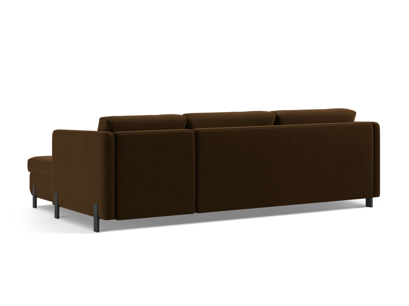 Elegantes Ecksofa Gloria Velour in warmem Braun, 5-Sitzer mit cleverer Schlaffunktion und praktischem Stauraum für zusätzlichen Komfort.