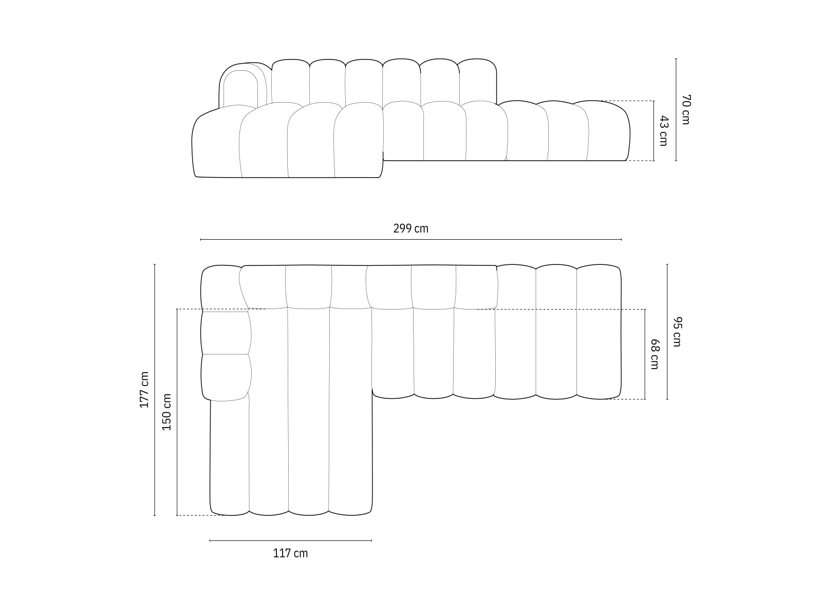 Stylisches, modulares Ecksofa in Hellgrau von Micadoni, ideal für moderne Wohnräume. 5-Sitzer mit offener Linksecke.
