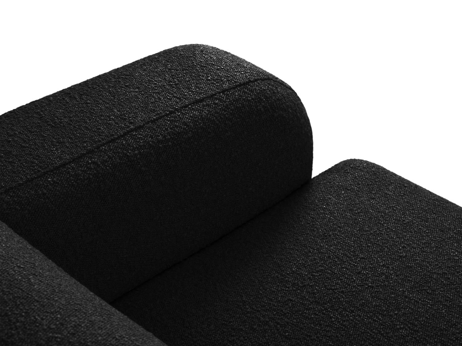 Elegantes 4-Sitzer Ecksofa Molino Boucle links in edlem Schwarz, ideal für gemütliche Abende und modernes Wohndesign.
