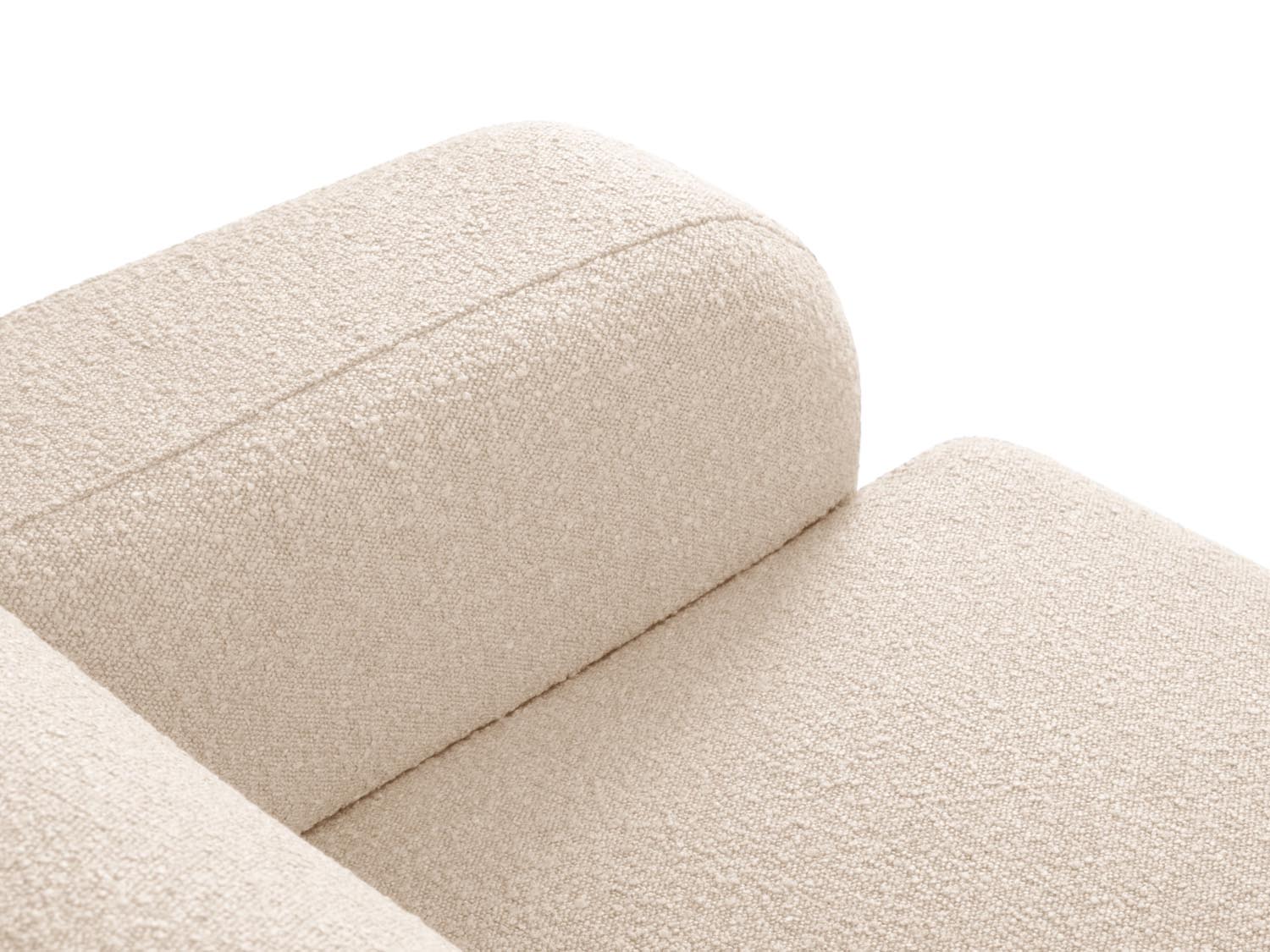 Beige Molino Boucle Ecksofa links für 6 Personen, elegantes und komfortables Design von Micadoni, perfekt für stilvolle Wohnzimmer.