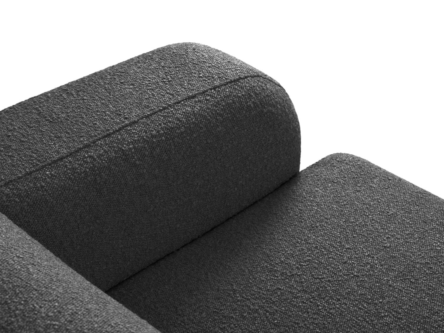 Elegantes linksseitiges Ecksofa Molino Boucle für 6 Personen in dunklem Grau, perfekt für stilvolle und komfortable Wohnräume.