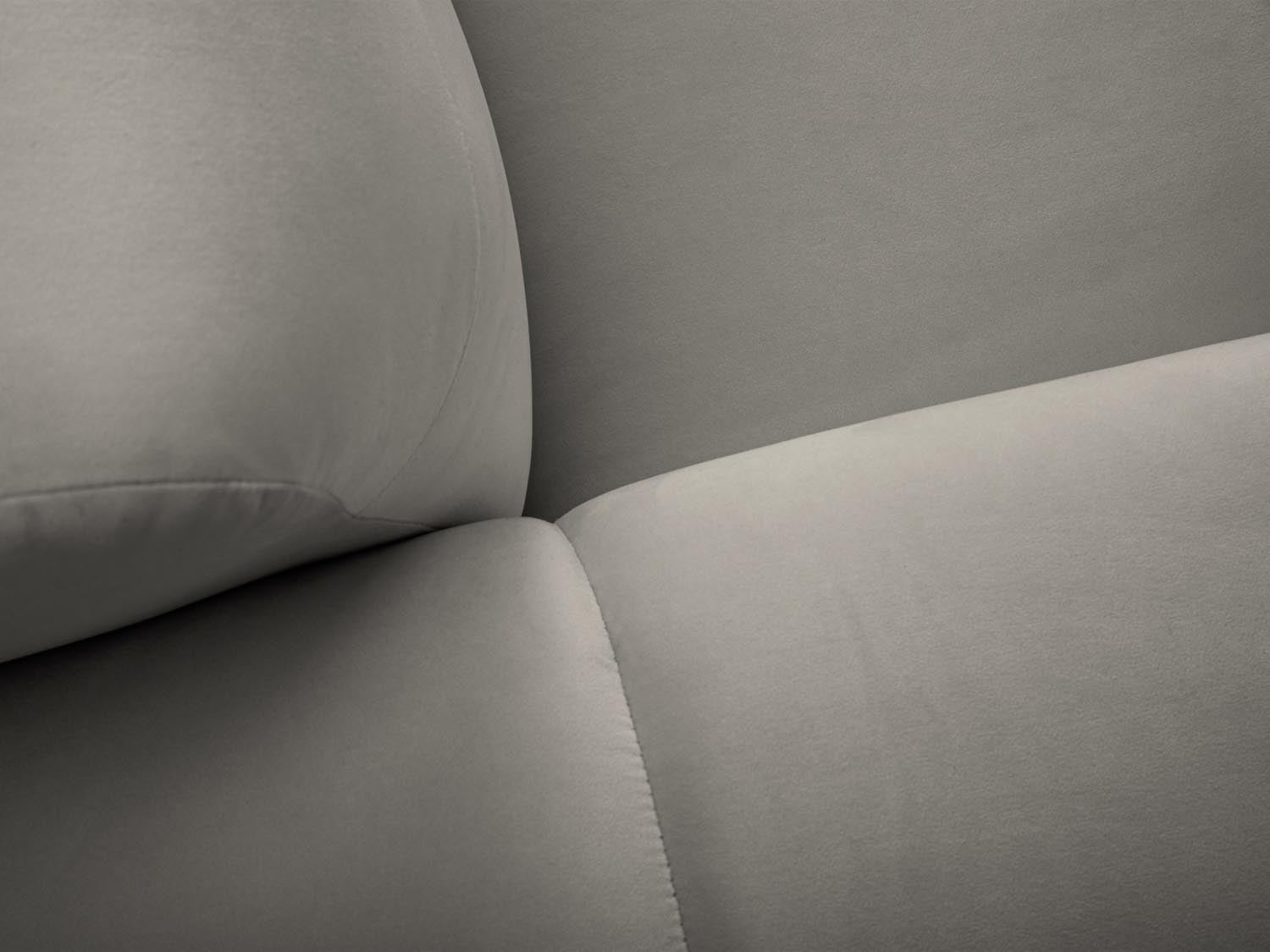 Stylisches Kendal Velour Ecksofa in Dunkelgrau, linksseitig, für 6 Personen, ideal für gemütliche Abende und modernes Wohndesign.