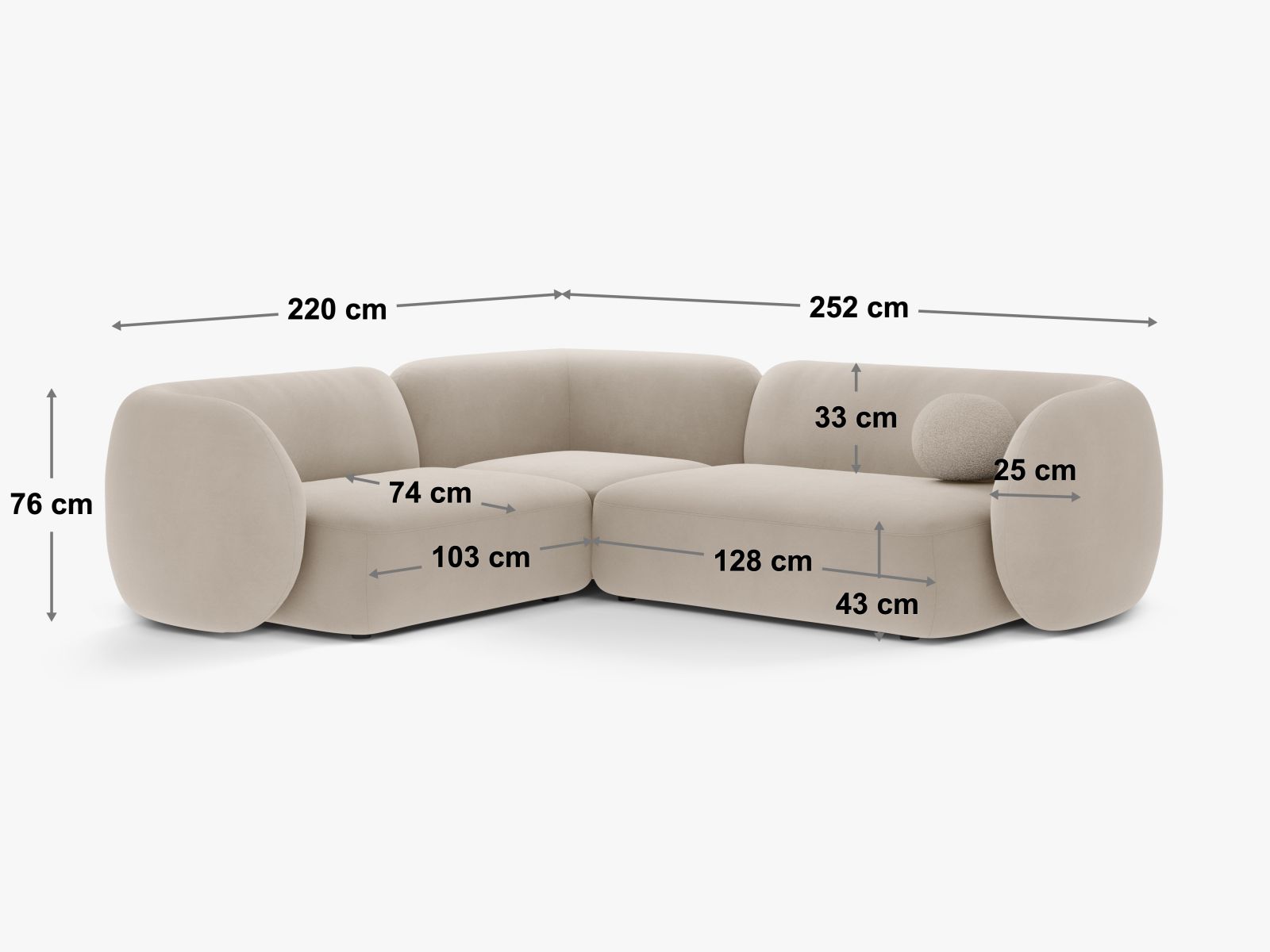 Eleganter 1-Sitzer Pouf Kate in sanftem Grau, perfekt für stilvolle Akzente in jedem Raum. Funktional und komfortabel von Micadoni.
