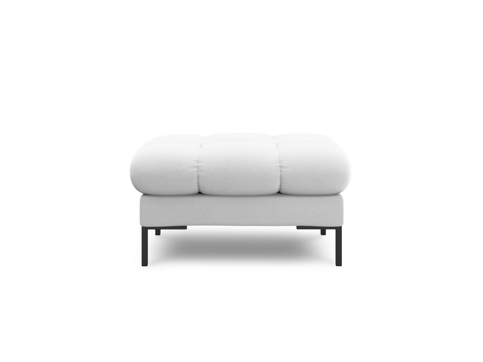 Stylischer Mamaia Pouf in sanftem Hellgrau und Schwarz, ideal für jeden Wohnraum. Bequem und modern, perfekt als Sitzgelegenheit oder Fußablage.