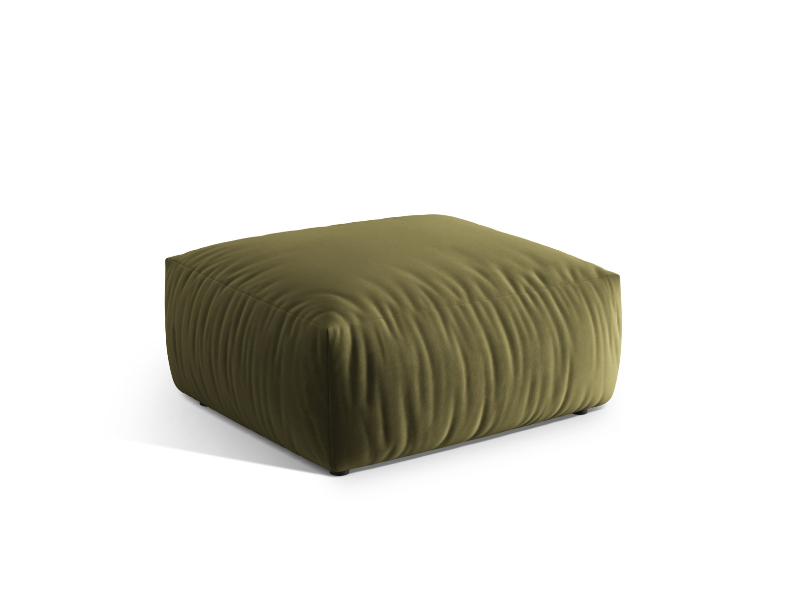 Stylischer Chris Velour Pouf 1 Sitzer in sanftem Hellgrün, ideal für modulares Sofa-Design von Micadoni, perfekt für jedes Wohnambiente.