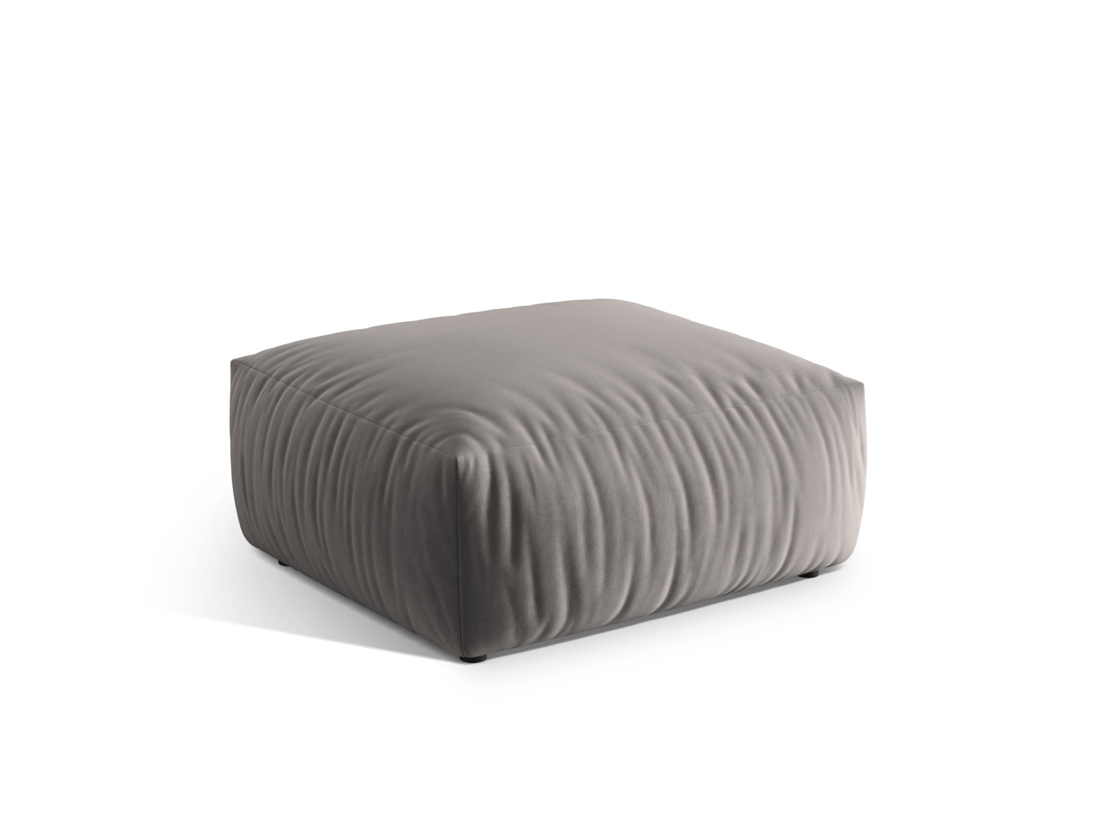 Eleganter Chris Velour Pouf 1 Sitzer in Grau, ideal für modulares Sofa-Design, stilvoll und bequem für jedes Wohnambiente.