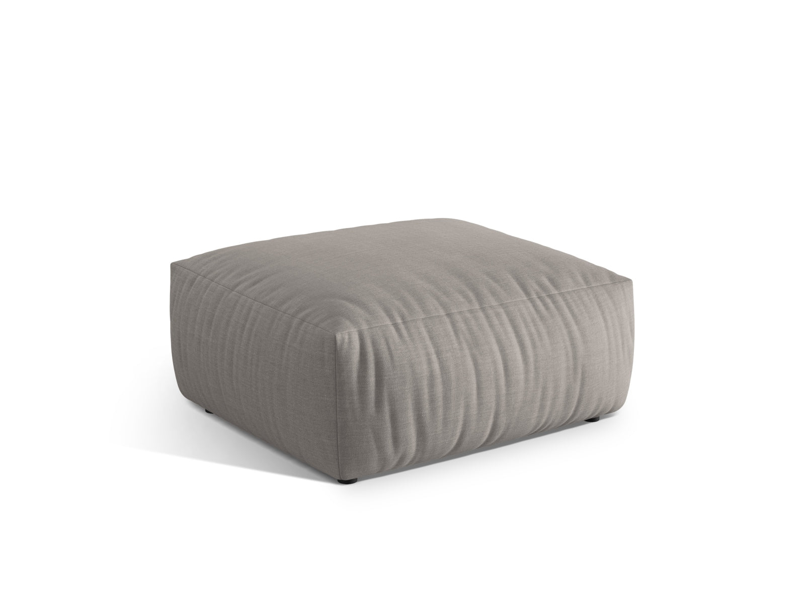 Eleganter Chris Pouf 1 Sitzer in natürlichem LINS-Stoff, ideal für modulares Sofa-Design von Micadoni, perfekt für stilvolle Wohnräume.