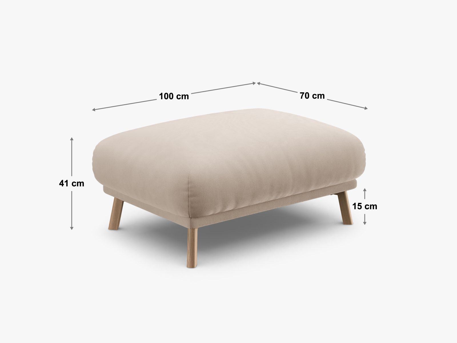 Eleganter 1-Sitzer Pouf Naomi in zeitlosem Grau, perfekt für stilvolle Interiors. Hochwertige Materialien und modernes Design von Micadoni.
