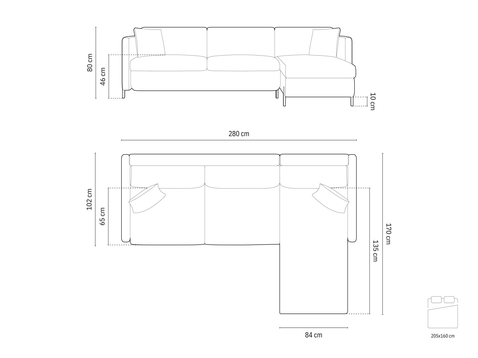 Elegantes 5-Sitzer Ecksofa Gloria aus weichem Velours, rechtsseitig, bietet Schlaffunktion und Stauraum für optimalen Komfort und Stil.