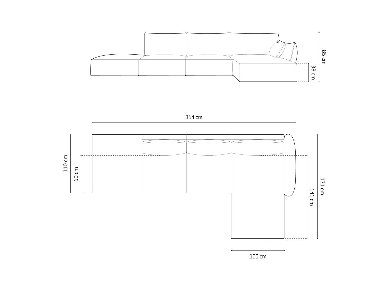 Modernes Kaelle Velour Ecksofa in sanftem Beige, 5-Sitzer, perfekt für gemütliche Wohnzimmer, erhältlich bei Micadoni.