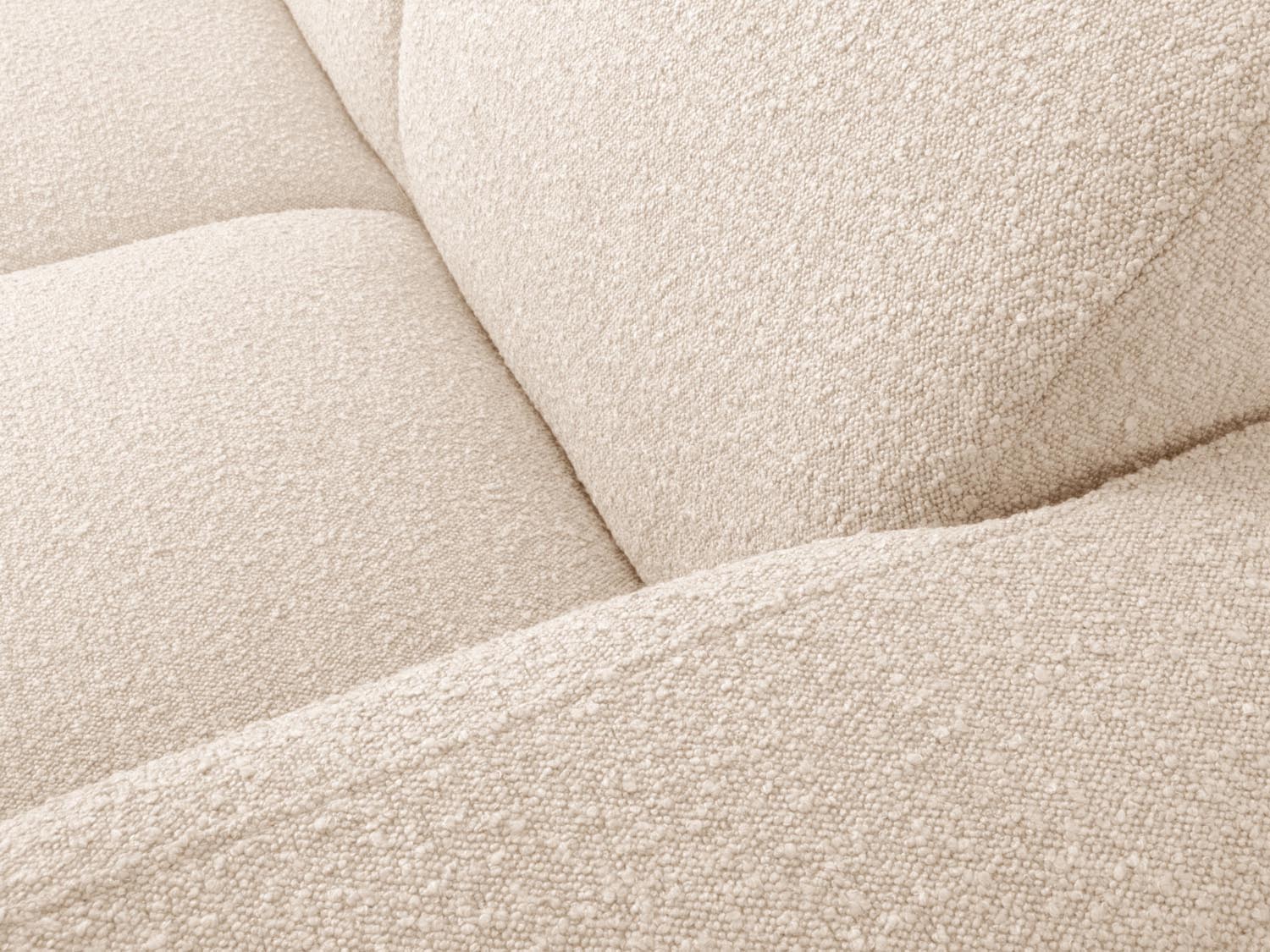 Beige Molino Boucle Ecksofa rechts, 4-Sitzer, stilvolles L-Sofa von Micadoni, ideal für gemütliche Wohnräume, vereint Komfort und modernes Design.