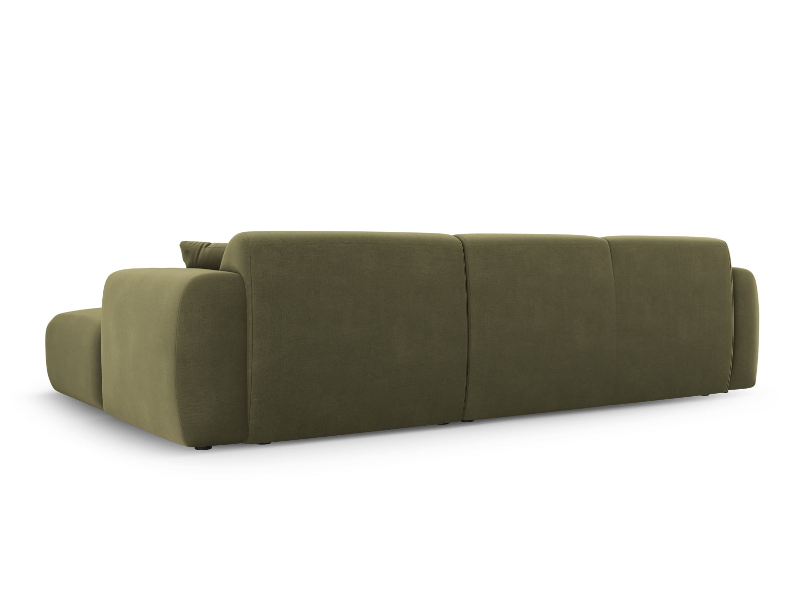 Modernes Molino Velour Ecksofa in zartem Grün, perfekt für gemütliche Wohnzimmer. Rechtsseitiges 4-Sitzer Design von Micadoni.