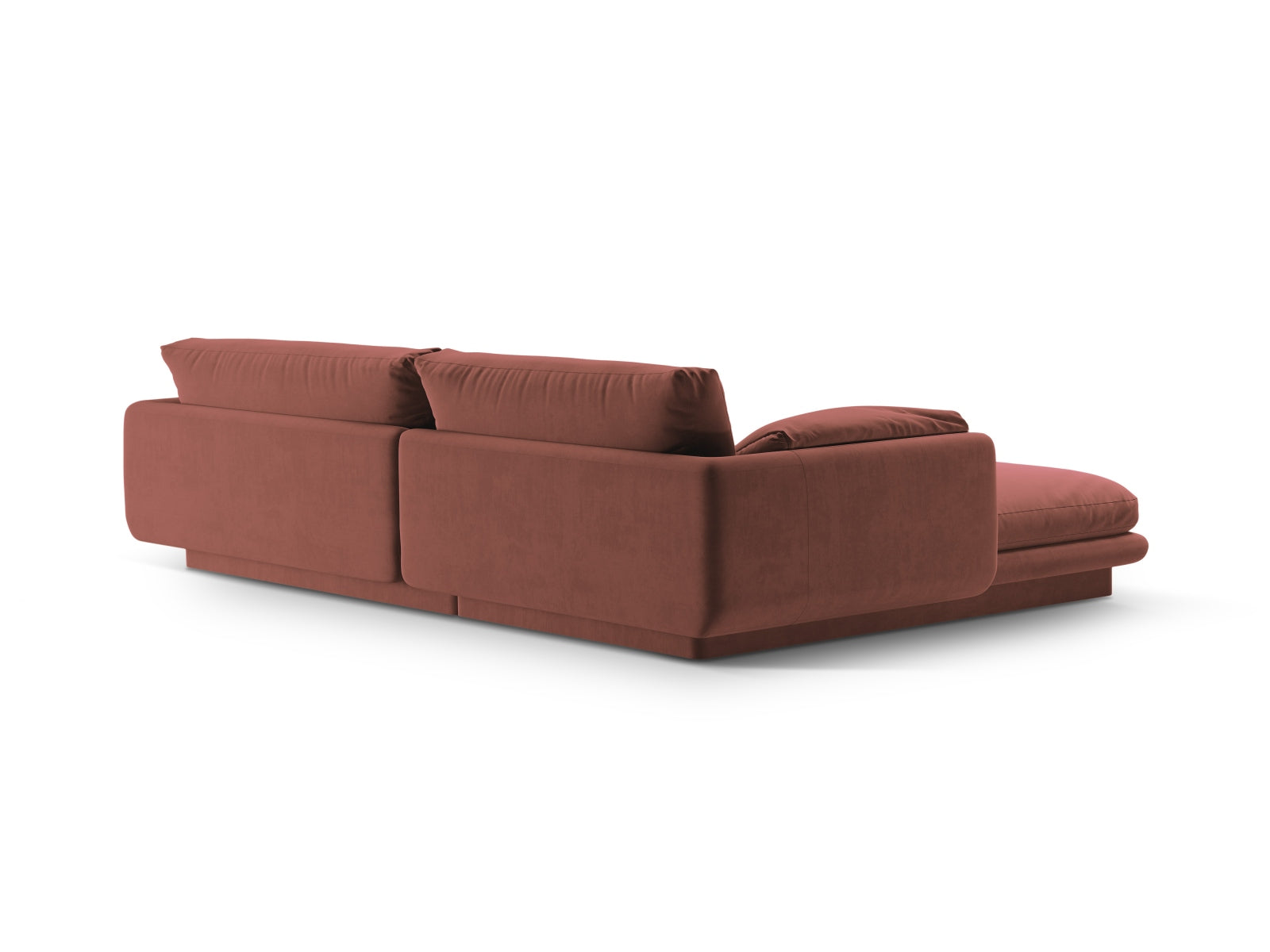 Modernes Torino Velour Ecksofa rechts, 4-Sitzer in hochwertigem Cuoio-Casino, perfekt für gemütliche und stilvolle Wohnlandschaften.
