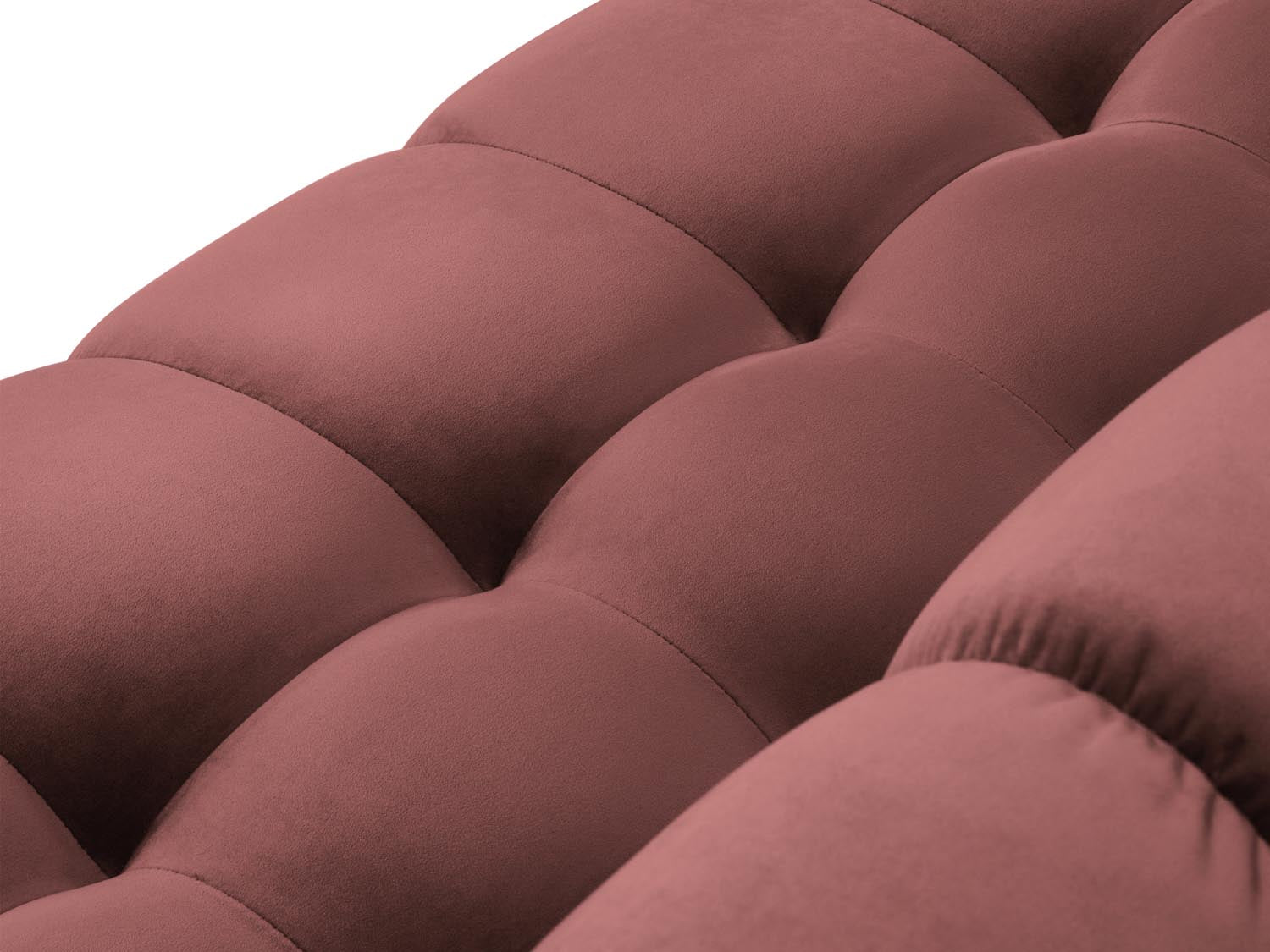 Modernes Mamaia Velour Ecksofa in ansprechendem Pink und Schwarz, perfekt für gesellige Abende. 5-Sitzer von Micadoni für stilvolles Wohnen.