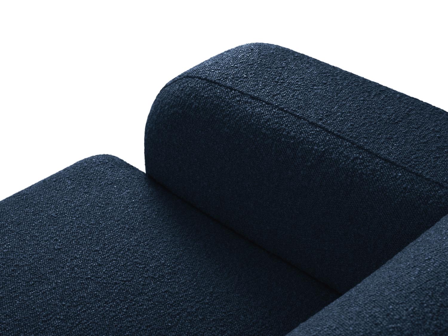 Stilvolles Molino Boucle Ecksofa rechts für 6 Personen in einem modernen Blauton, perfekt für gemütliche Abende und zeitgemäße Einrichtung.