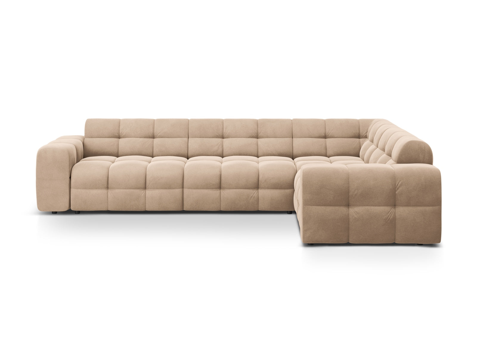 Kendal Velour Ecksofa rechts 6 Sitzer in Almond Beige-Magic Velvet präsentiert im Onlineshop von KAQTU Design AG. Ecksofa rechts ist von Micadoni