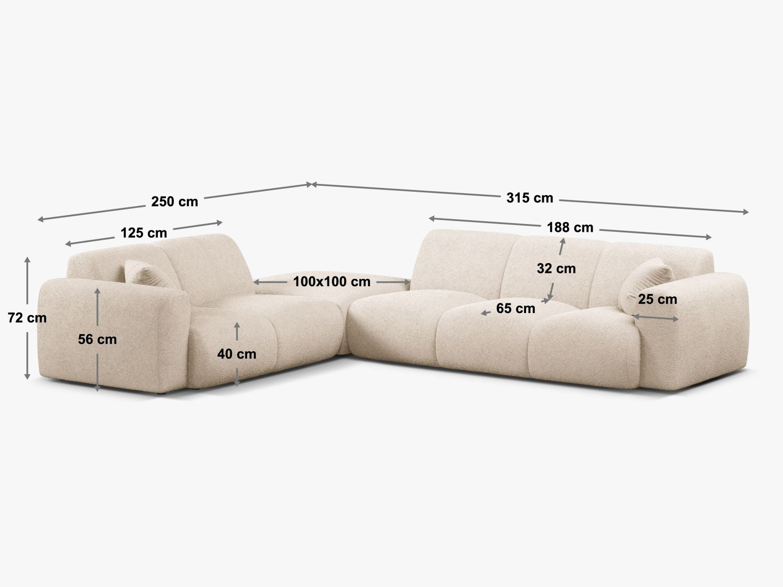 Elegantes 6-Sitzer Ecksofa rechts Molino in zartem Lichtgrün, perfekt für stilvolle Wohnzimmer und gemütliche Entspannung, von Micadoni.