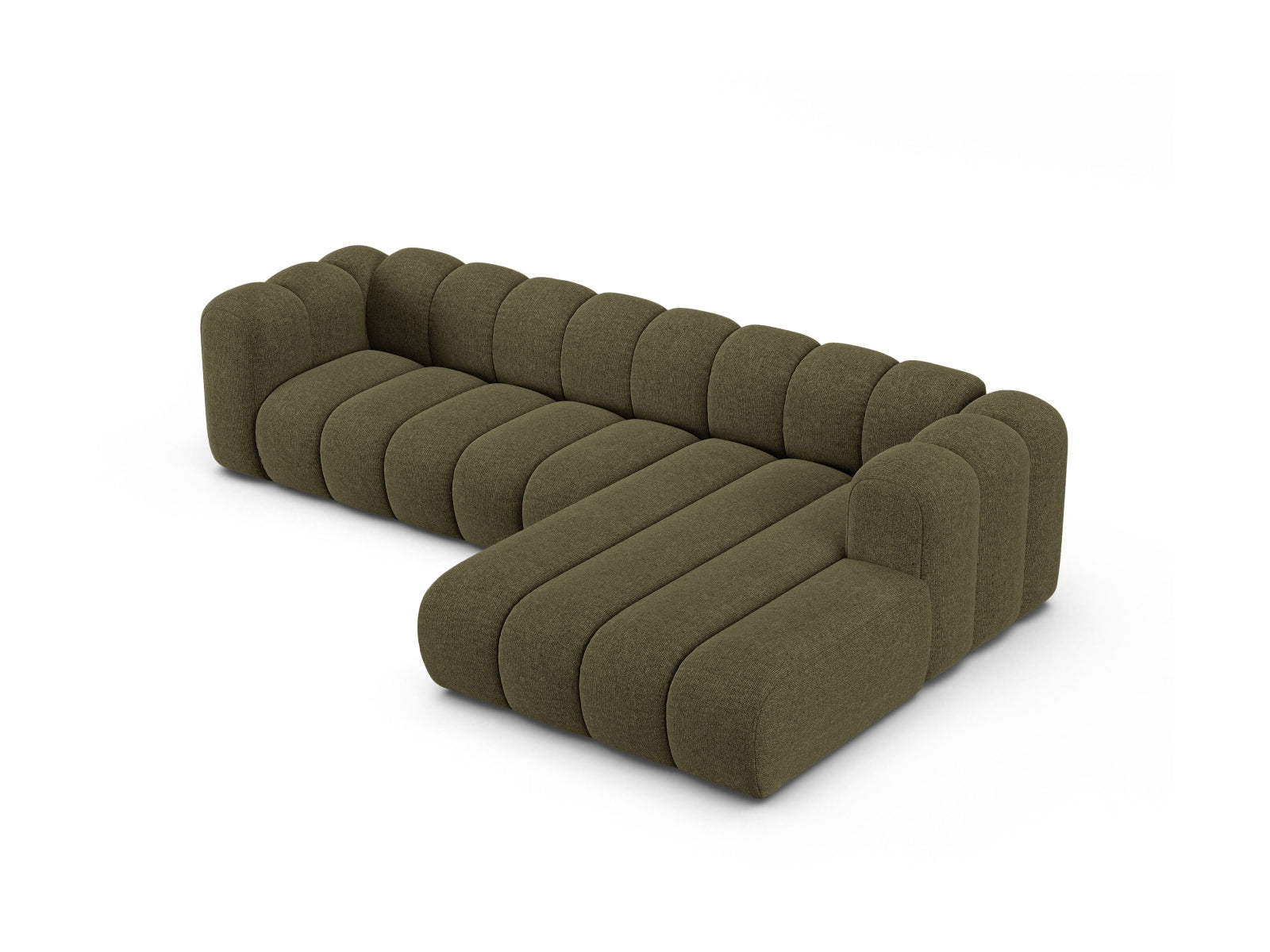 Elegantes, modernes 4-Sitzer Ecksofa von Micadoni in der Farbe Green-Eden, ideal für stilvolle Wohnräume und entspannte Stunden.