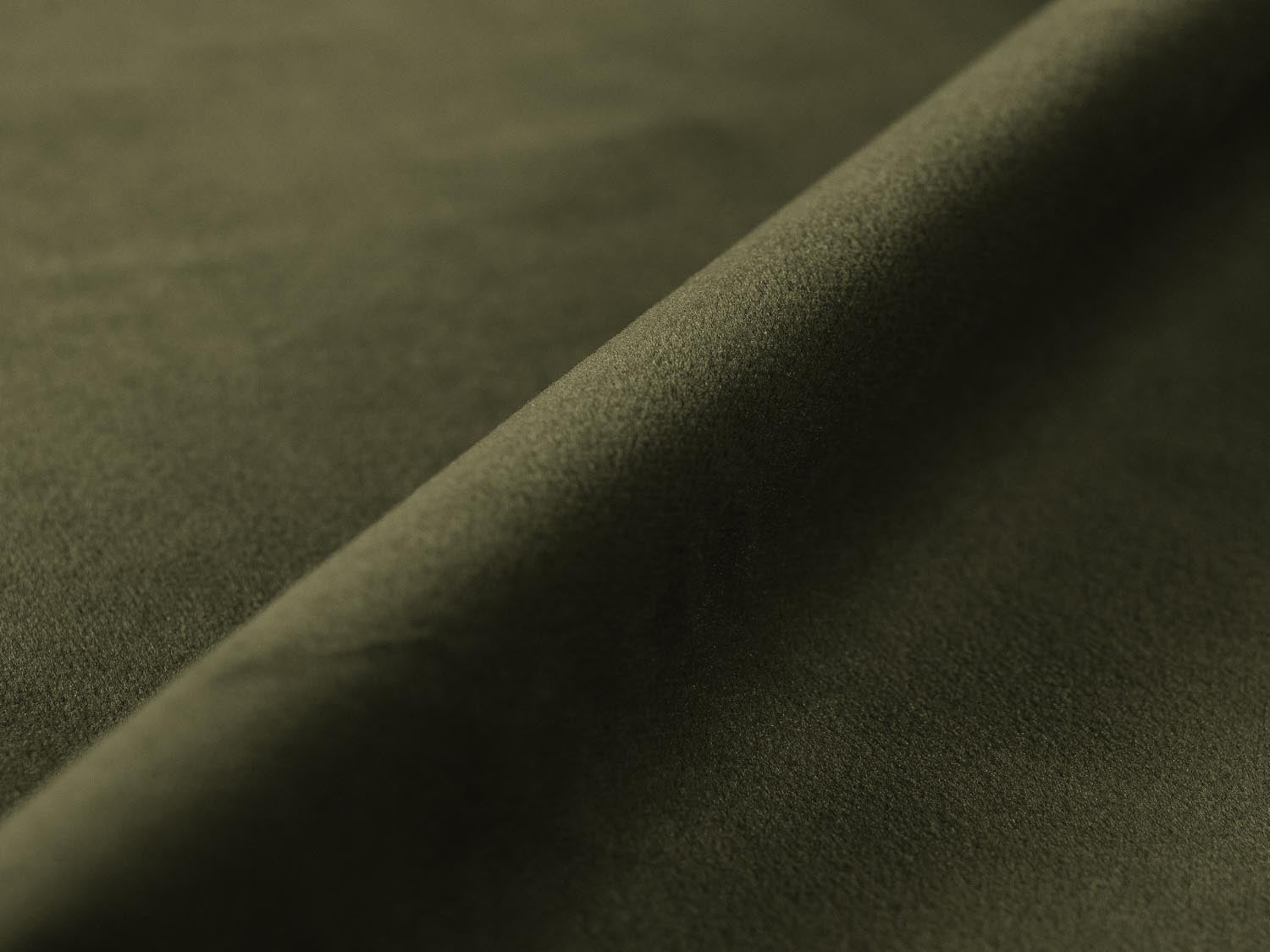 Elegantes Eden Velour Ecksofa rechts für 4 Personen in luxuriösem Moss Green Melange, ideal für moderne Wohnräume und gesellige Abende.