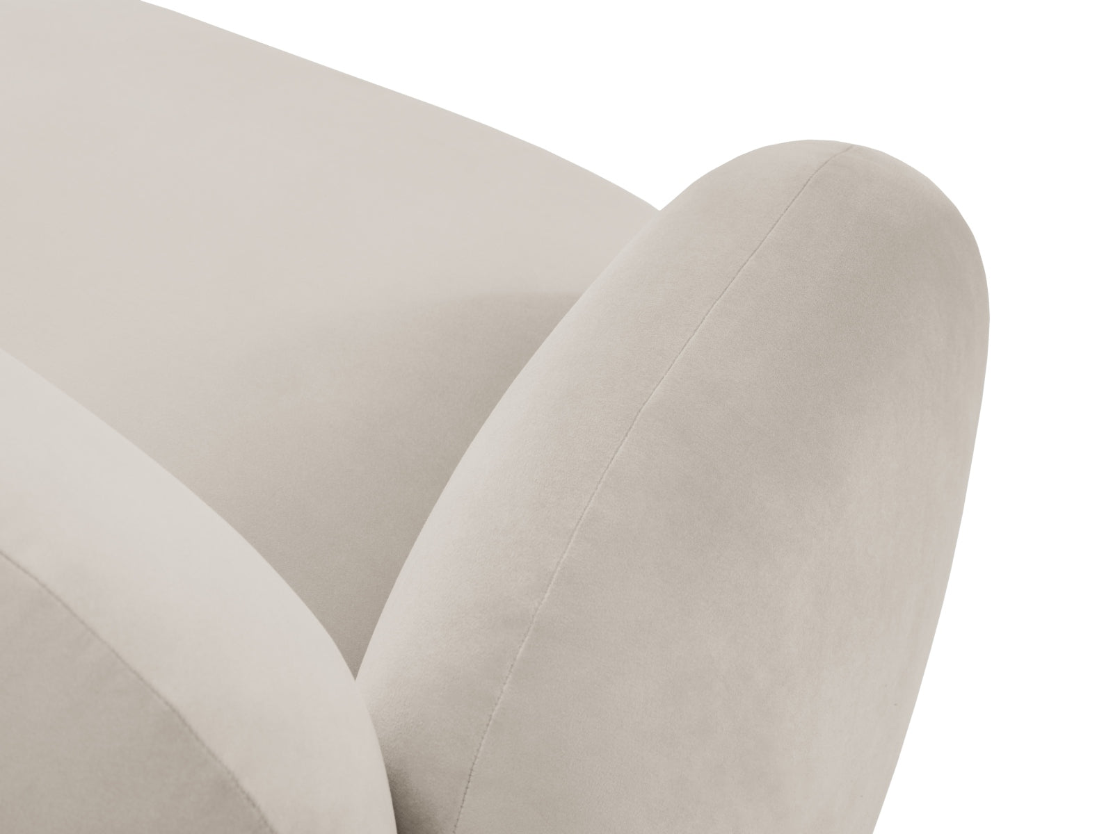Stylisches 3-Sitzer Ecksofa Blair in hochwertigem Velours, rechtsseitig, in elegantem Ecru, perfekt für stilvolle Wohnambiente.