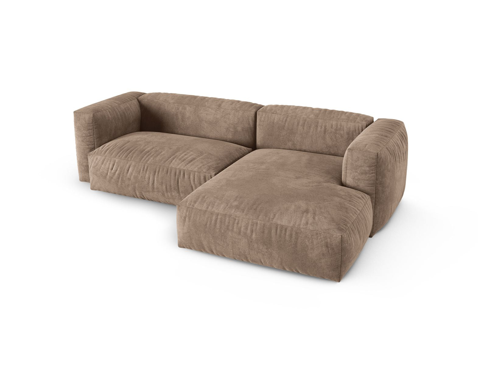 Elegantes 2-Sitzer XL Ecksofa rechts Martina in hochwertigem Dunkelbeige, ideal für gemütliche und stilvolle Wohnräume.