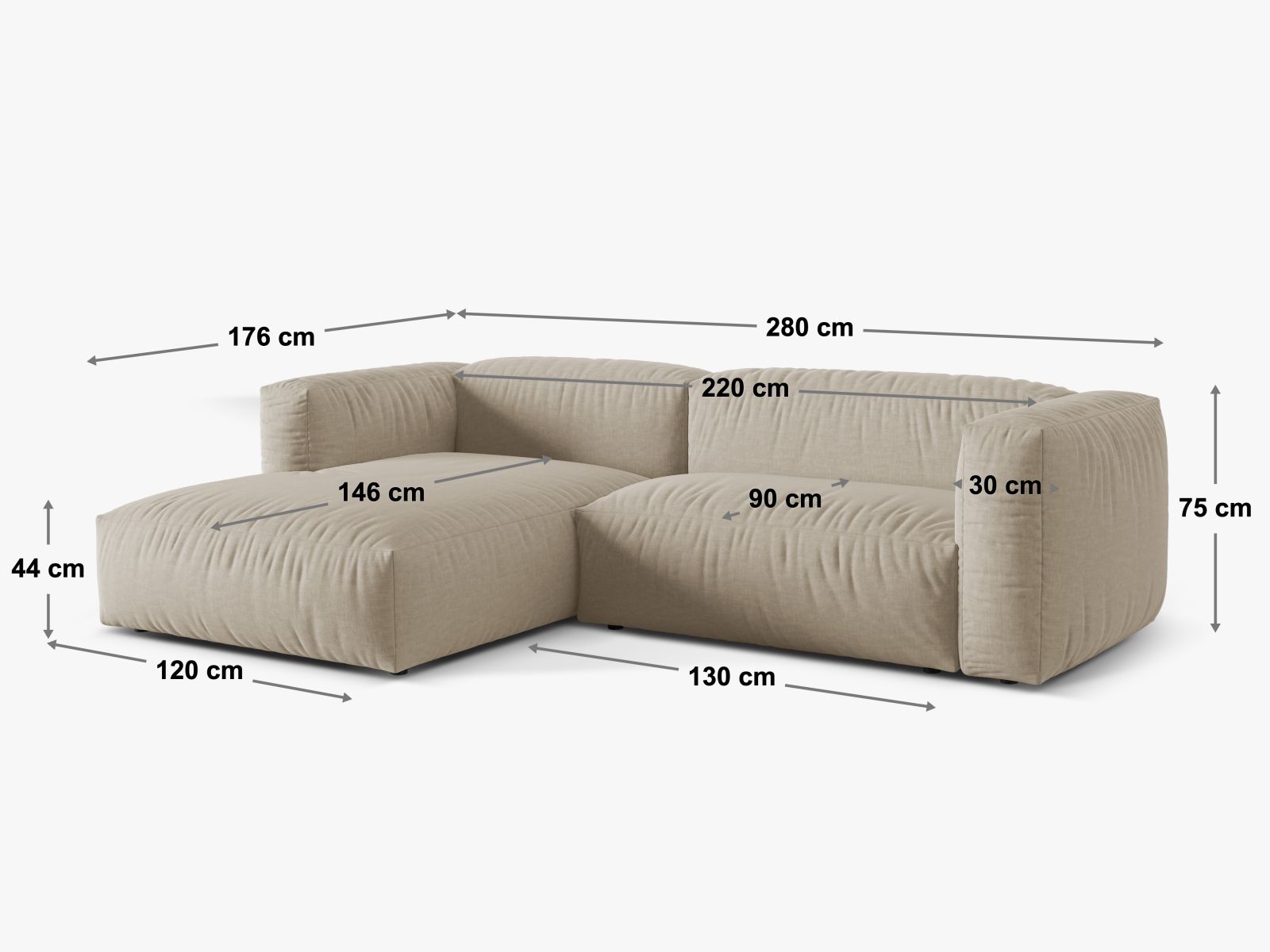 Modernes XL 2-Sitzer Ecksofa Martina in Moss Green-Boston, perfekt für gemütliche Ecken und stilvolle Einrichtungsideen von Micadoni.