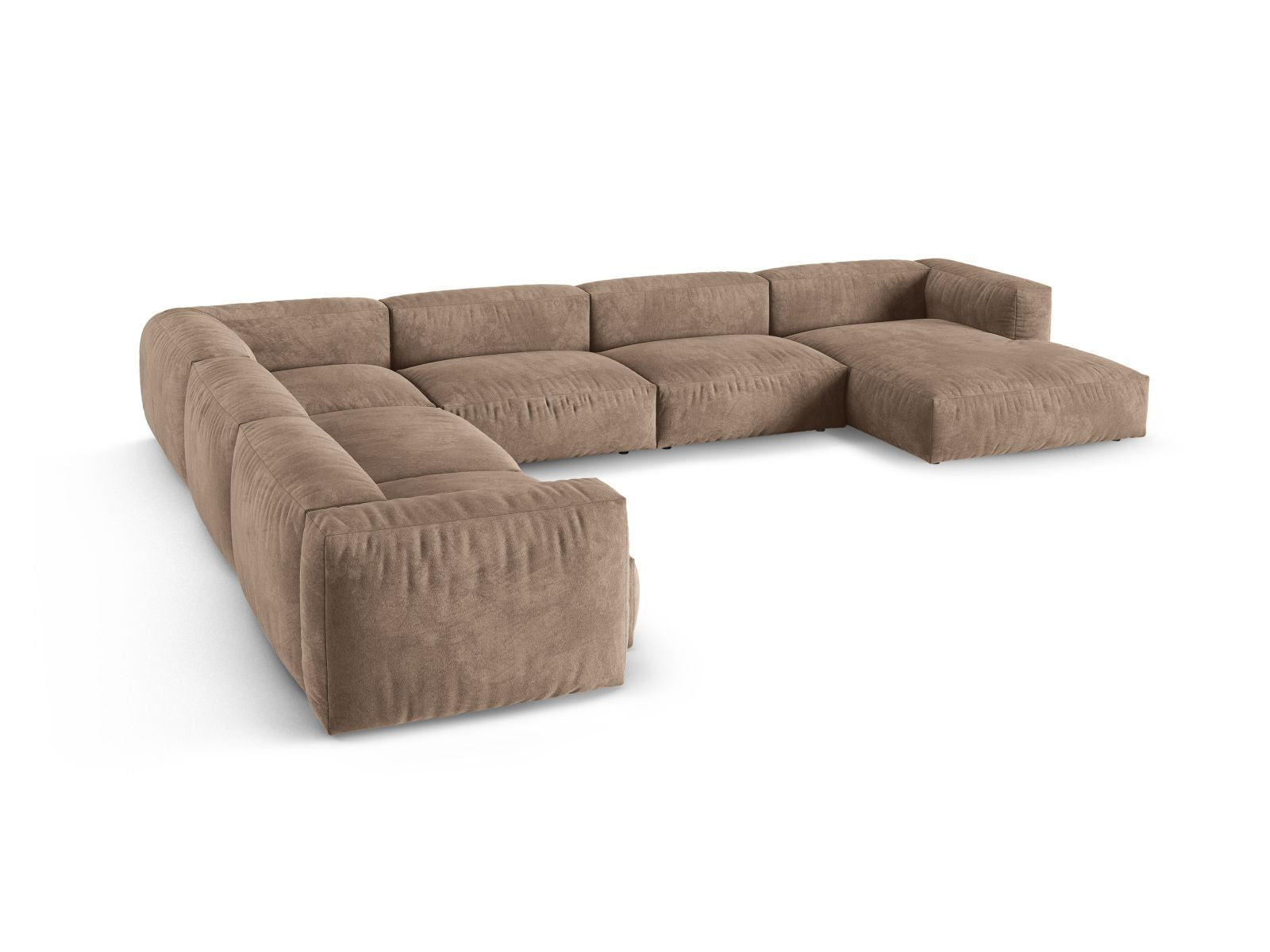 Elegantes 6-Sitzer Ecksofa links XL Martina in hochwertigem Dunkelbeige, ideal für komfortable und moderne Wohnräume.