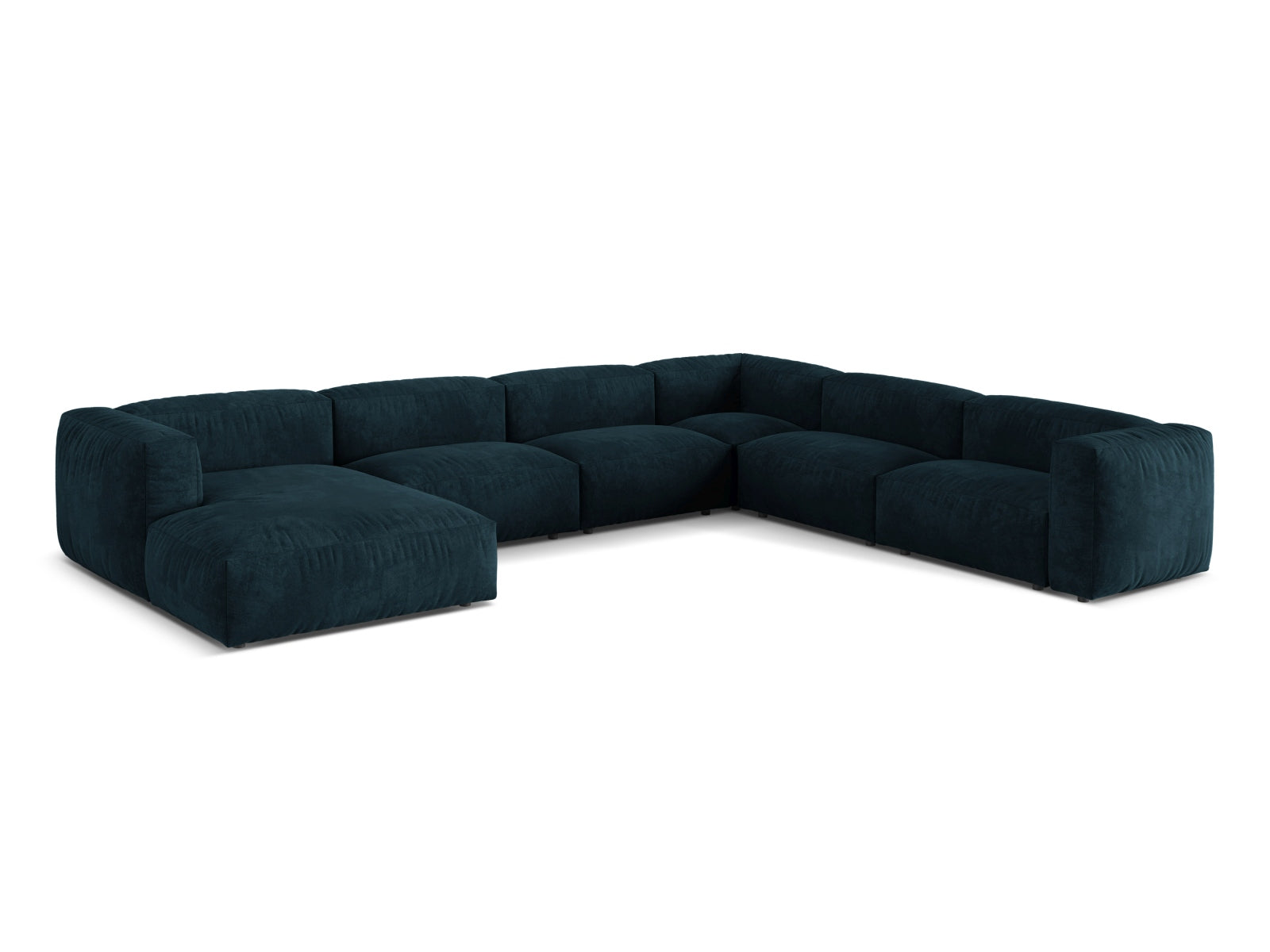 Elegantes 6-Sitzer Ecksofa XL Martina in tiefem Petrol, ideal für stilvolle Wohnräume, präsentiert von Micadoni.