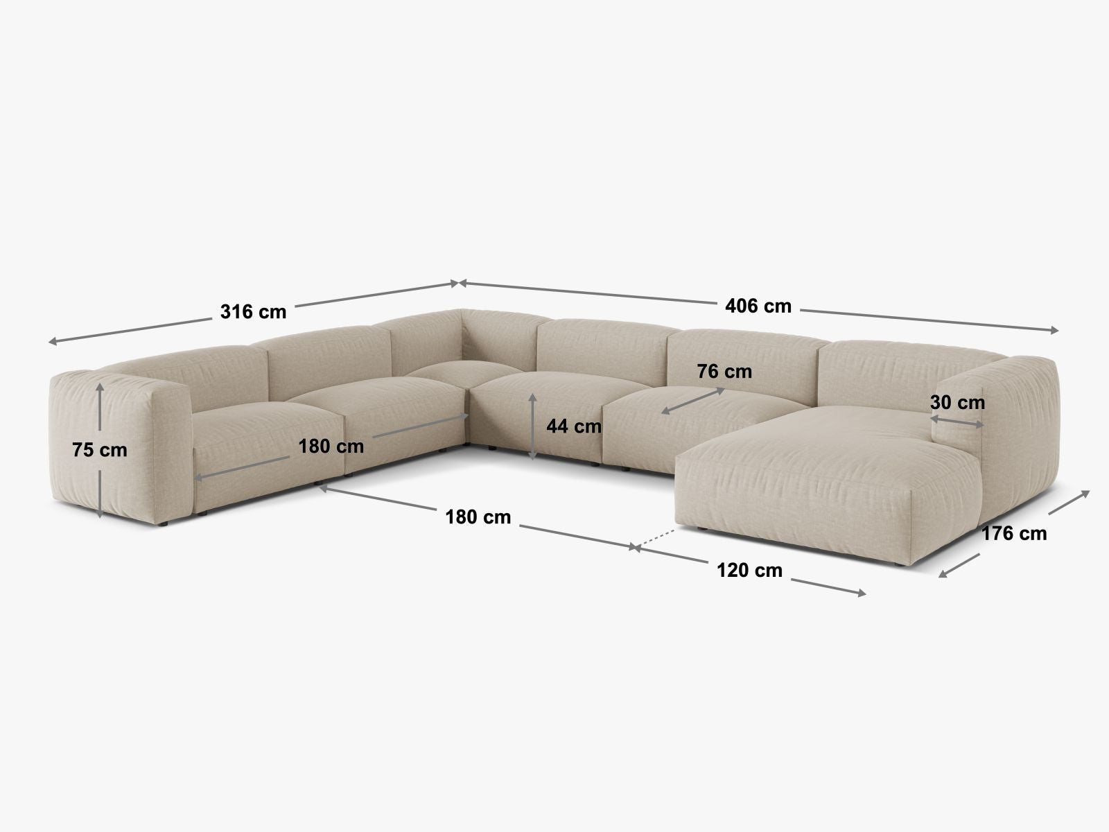 Stilvolles 6-Sitzer Ecksofa Martina von Micadoni, ideal für gemütliche Abende und moderne Wohnkonzepte.