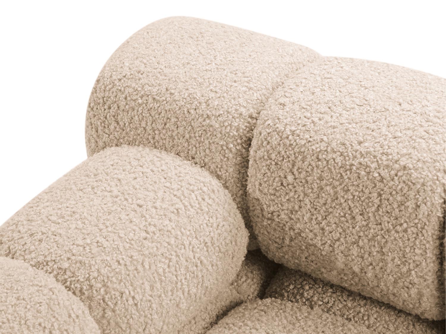 Elegantes Bellis Boucle Ecksofa links, 4-Sitzer, 155 cm, in warmen Erdtönen, ideal für moderne und einladende Wohnräume.