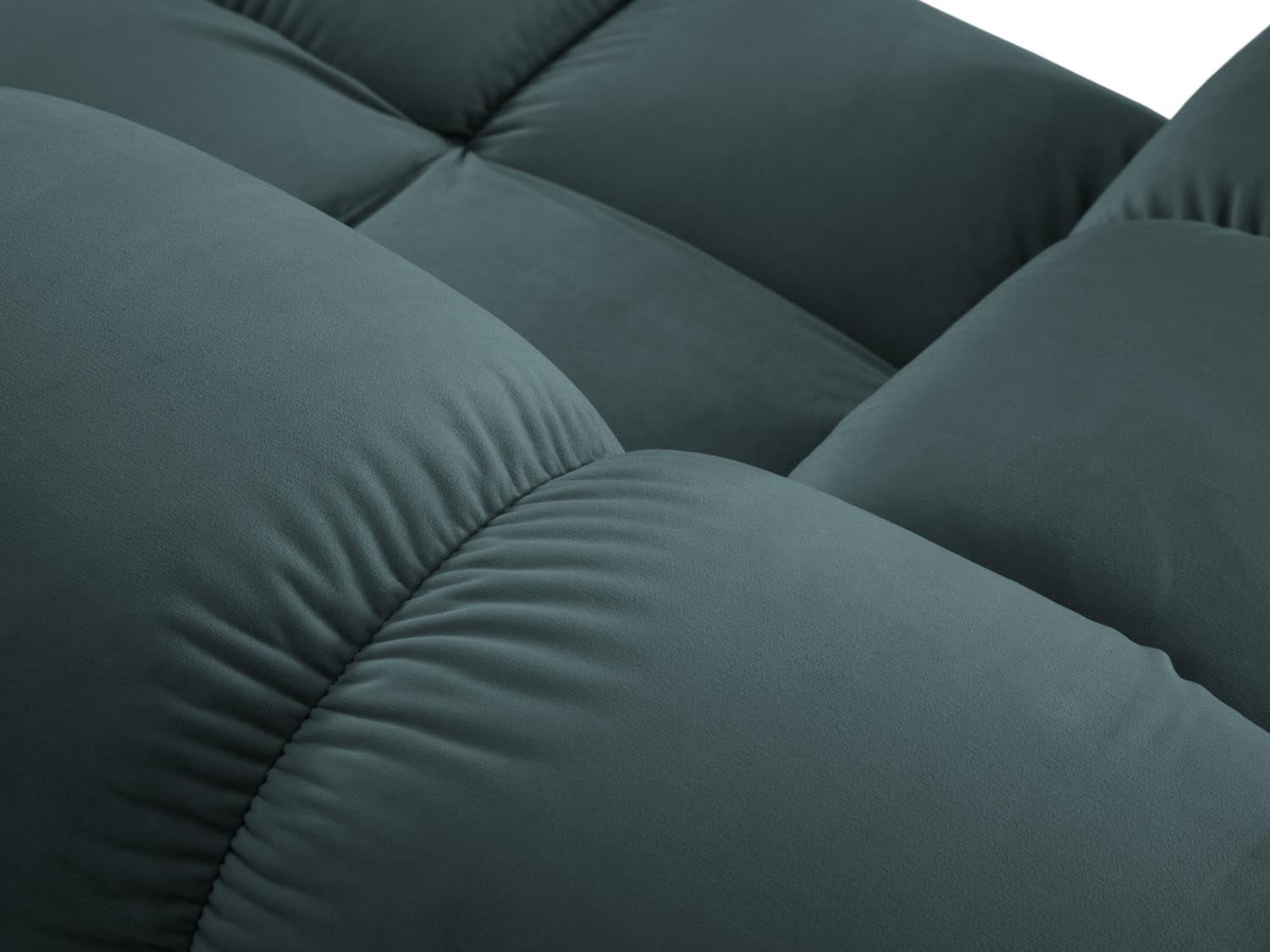 Stylisches Bellis Velour Ecksofa in sanftem Türkis, 4-Sitzer, linksseitig, perfekt für gemütliche Abende und zeitgemäße Einrichtung.