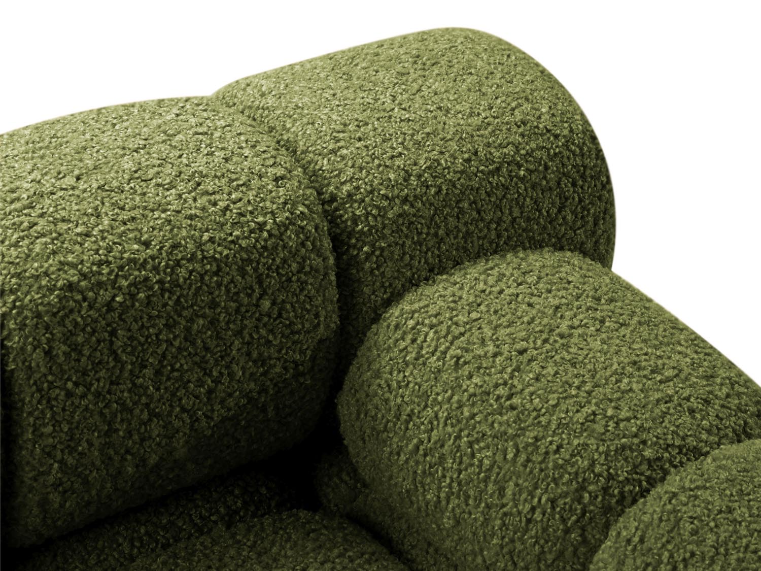 Elegantes, modulares Ecksofa Bellis Boucle in zartem Grün, 4-Sitzer, ideal für stilvolle Wohnräume, von Micadoni.