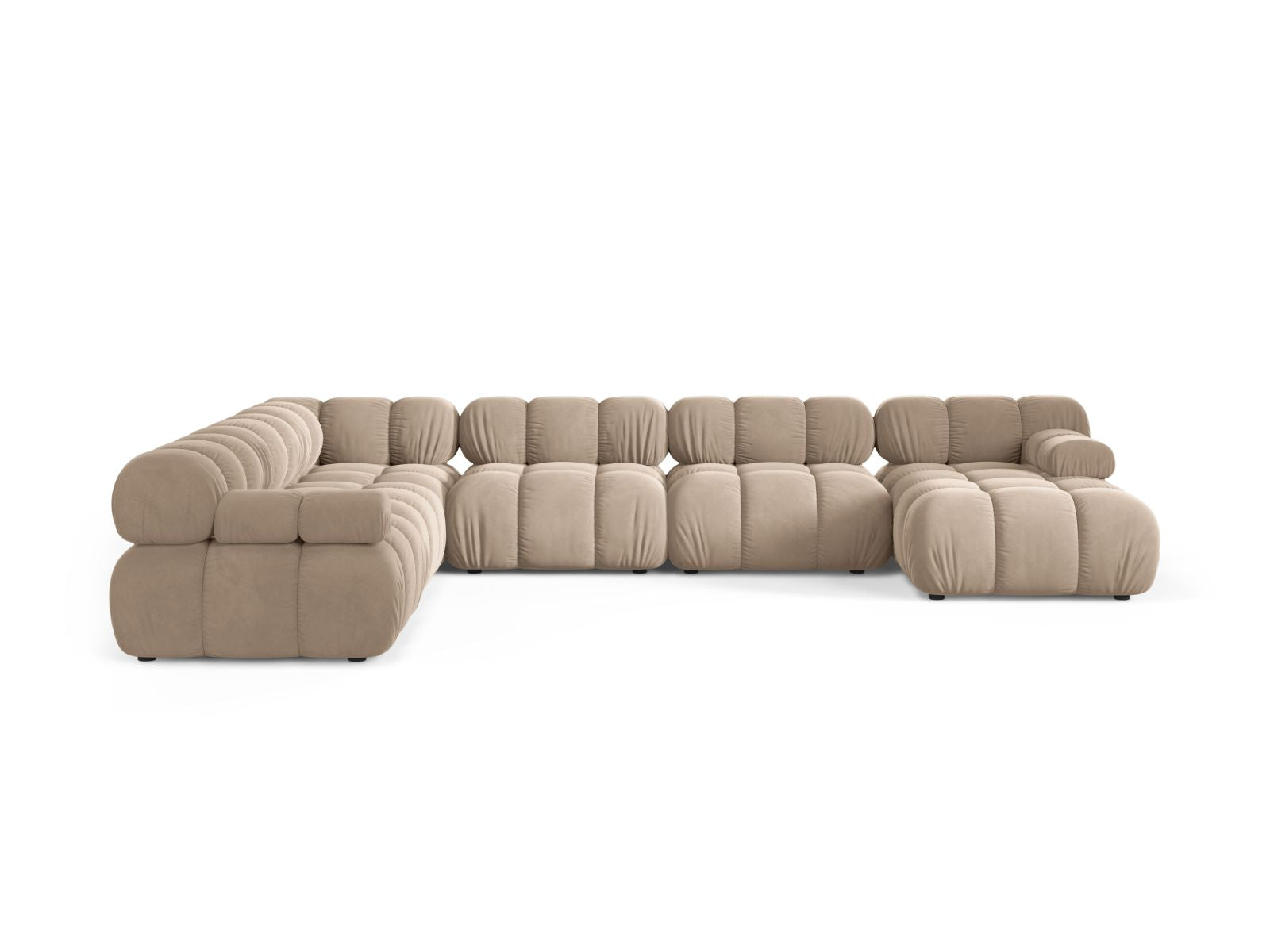 Beige-Venus 8-Sitzer Ecksofa Panoramic links Bellis von Micadoni, stilvolles und modernes Design für Ihr Wohnzimmer.