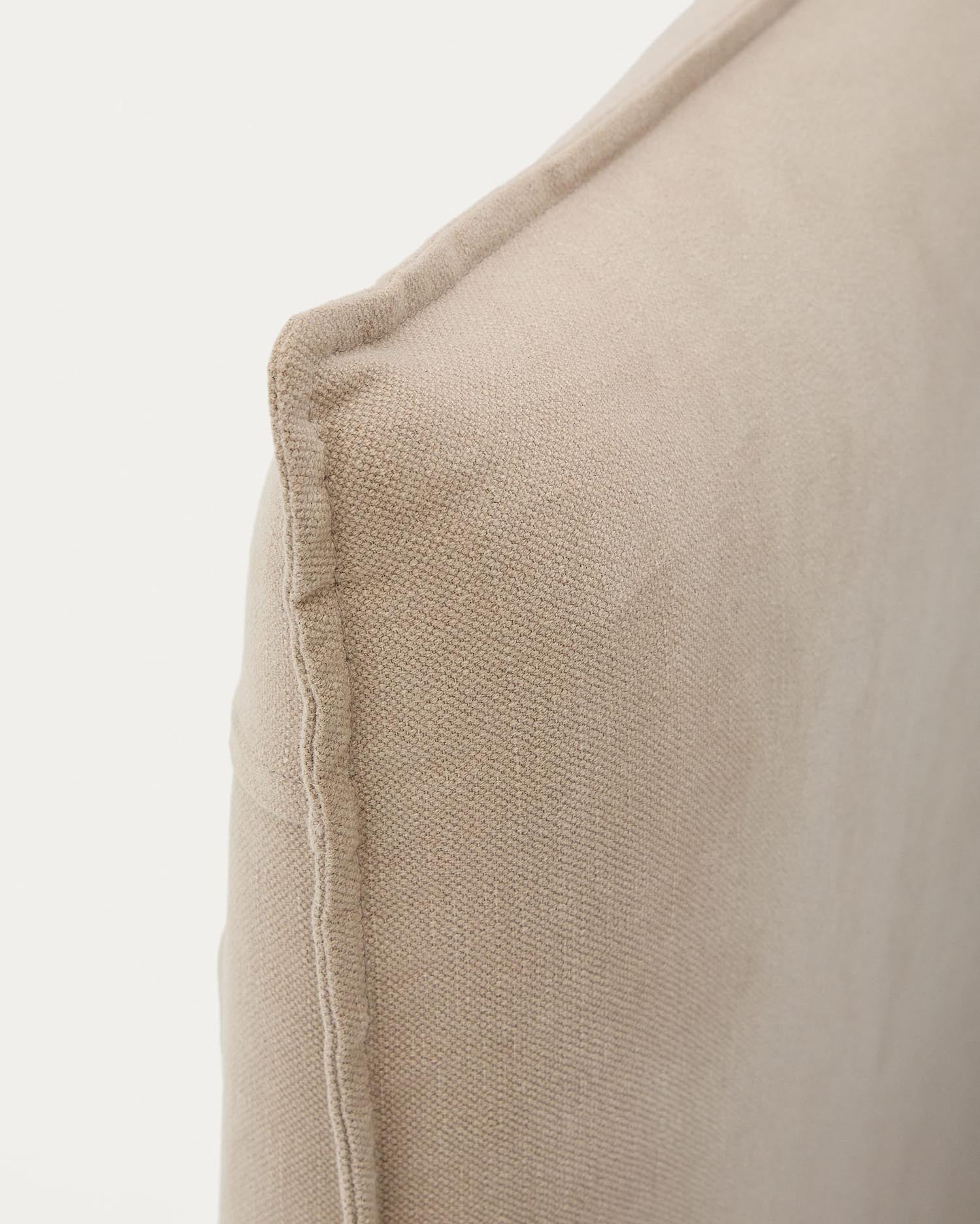 Stilvolles Bett Jaira in Taupe, abnehmbarer Bezug aus Leinen und Baumwolle, ideal für 160x200 cm Matratzen – für modernen Schlafgenuss.