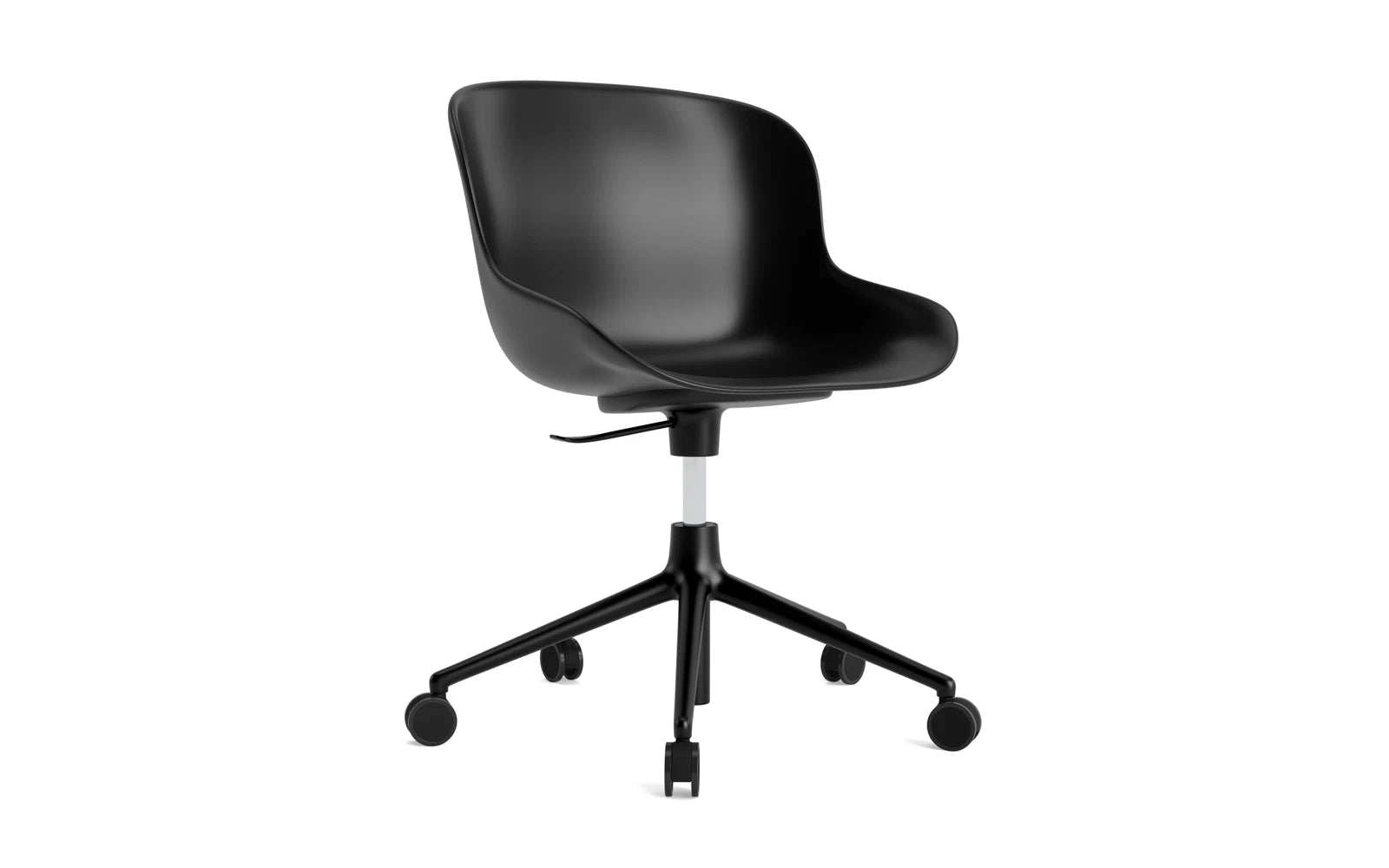 Moderner Hyg Drehstuhl von Normann Copenhagen, ideal für stilvolle Büros und Wohnräume, mit sanften Kurven und praktischen Rollen.