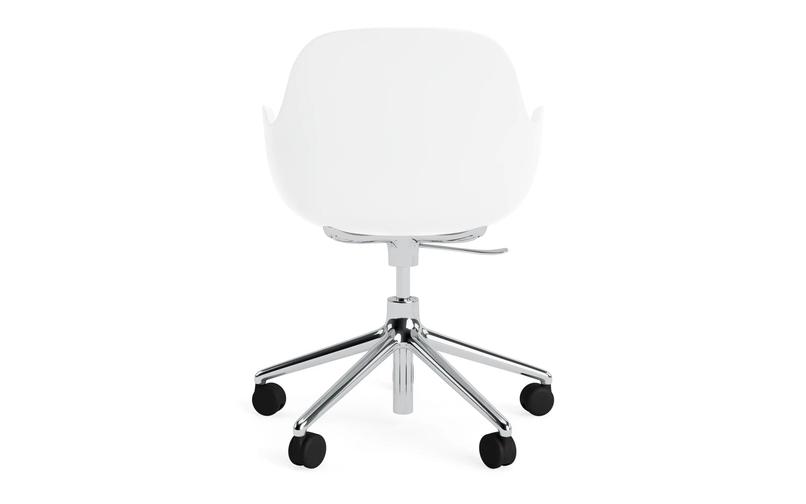 Eleganter Bürostuhl mit Armlehnen von Normann Copenhagen, ideal für ergonomisches Sitzen und flexible Mobilität im Arbeitsumfeld.