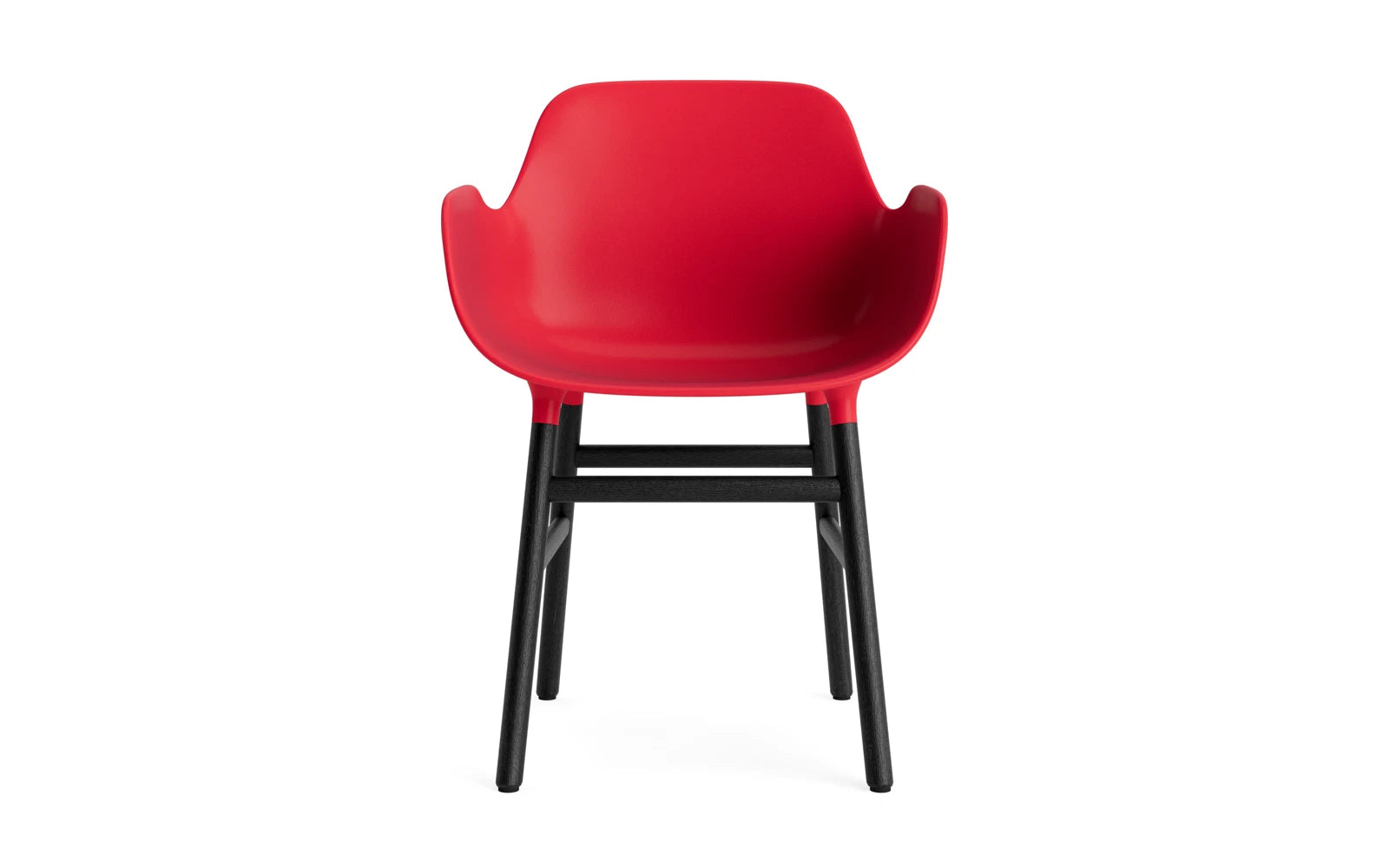 Der Form Lehnstuhl von Normann Copenhagen in strahlendem Rot und elegantem Schwarz – ein moderner Akzent für Ihr Wohnambiente.