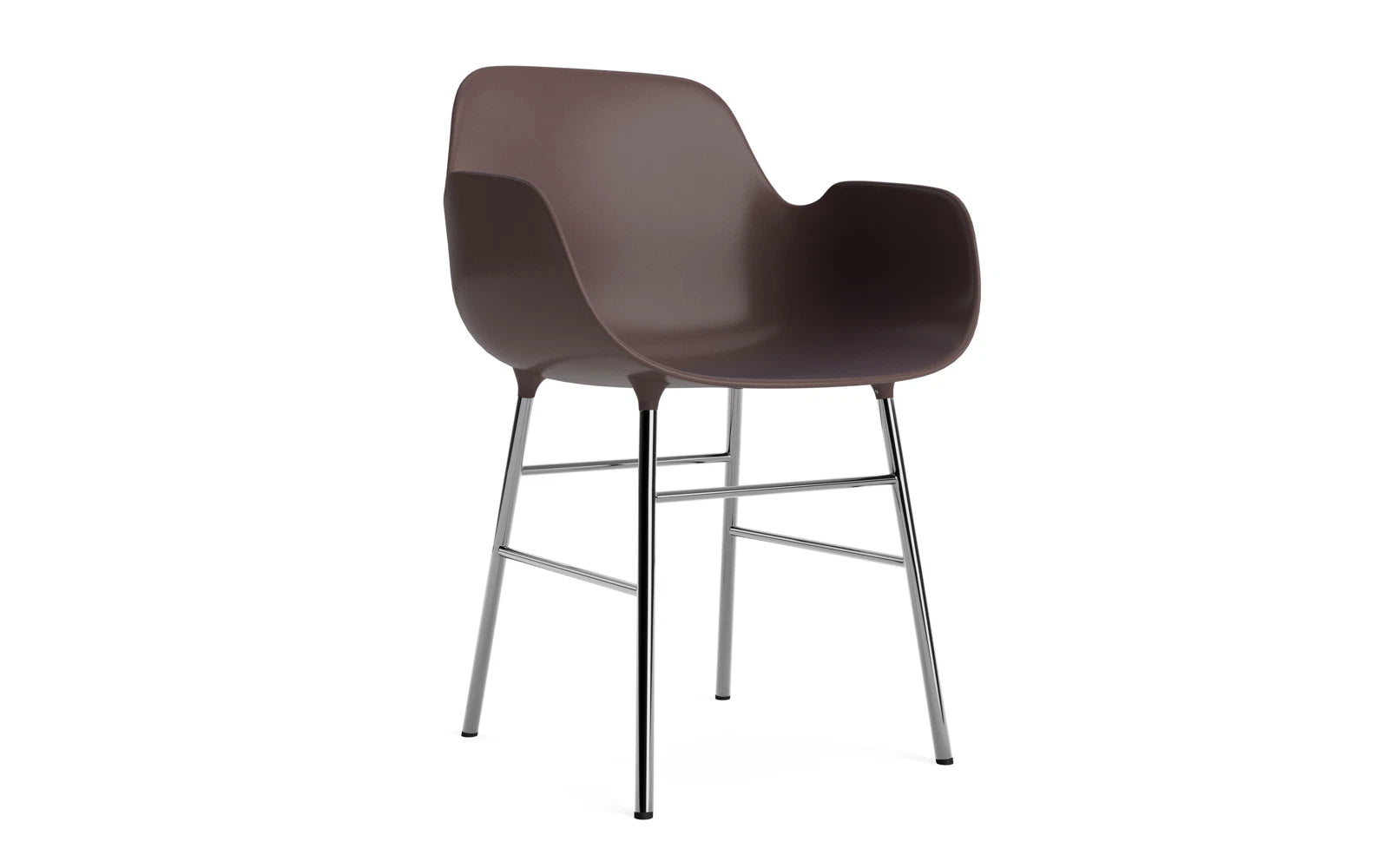 Form Lehnstuhl Chrom Braun in präsentiert im Onlineshop von KAQTU Design AG. Stuhl mit Armlehne ist von Normann Copenhagen