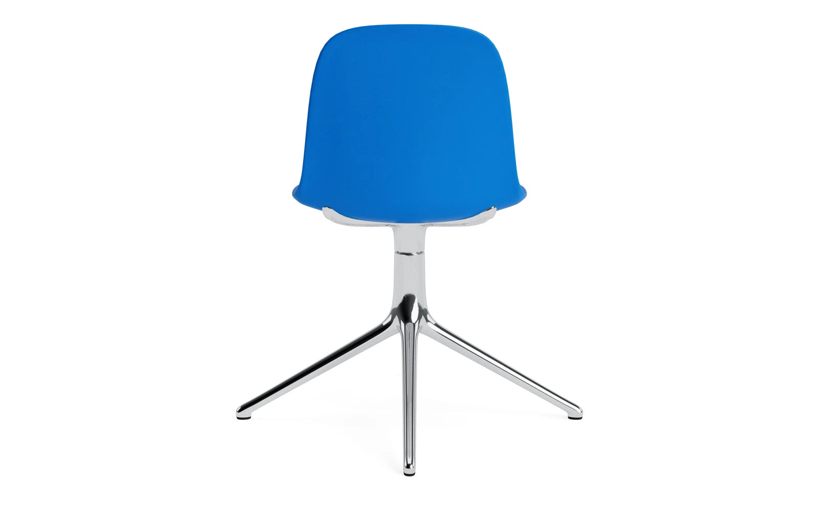 Stylischer Form Drehstuhl in leuchtendem Blau mit robustem Aluminiumrahmen – perfekt für moderne Wohn- und Arbeitsräume.