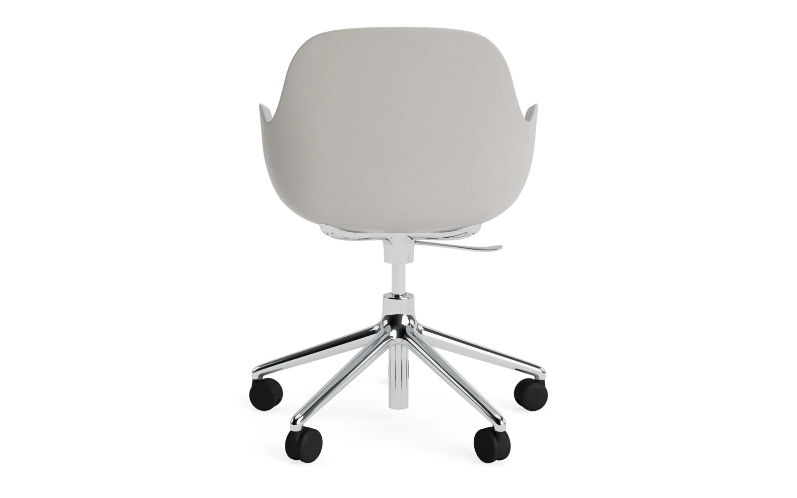 Eleganter Bürostuhl in warmem Grau mit robustem Aluminiumgestell, ideal für komfortables Arbeiten und modernes Büroumfeld.