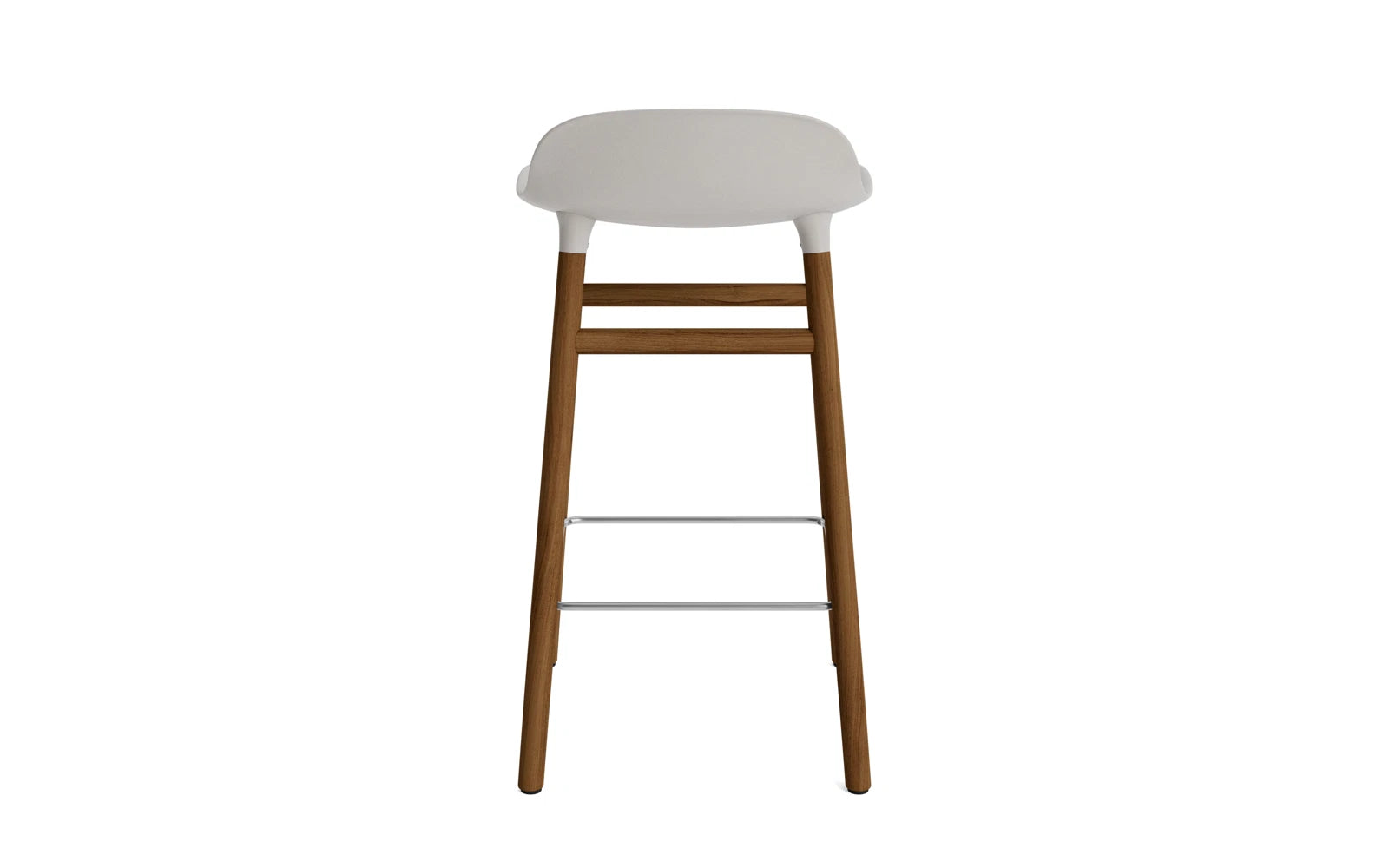 Eleganter Form Barstuhl in warmem Grau und Walnuss, ideal für moderne Wohnräume und stilvolle Bars. Hochwertige Verarbeitung und zeitloses Design.