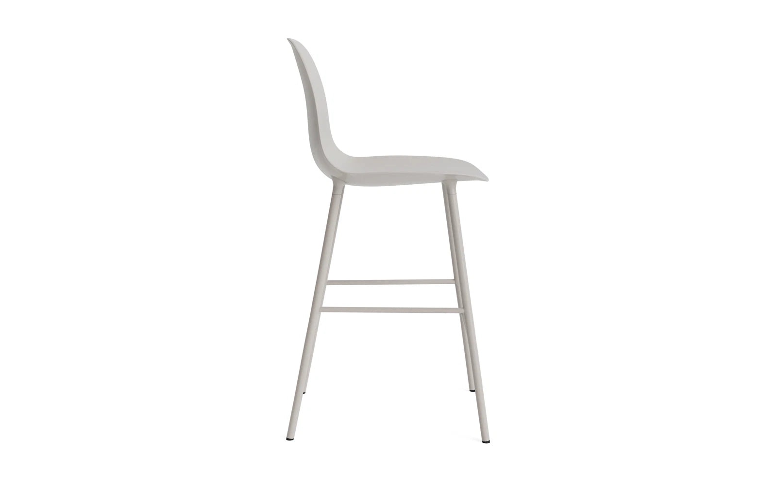 Eleganter Barstuhl in warmem Grau, 65 cm hoch, gefertigt aus langlebigem Stahl – perfekt für stilvolle Bars und moderne Wohnräume.