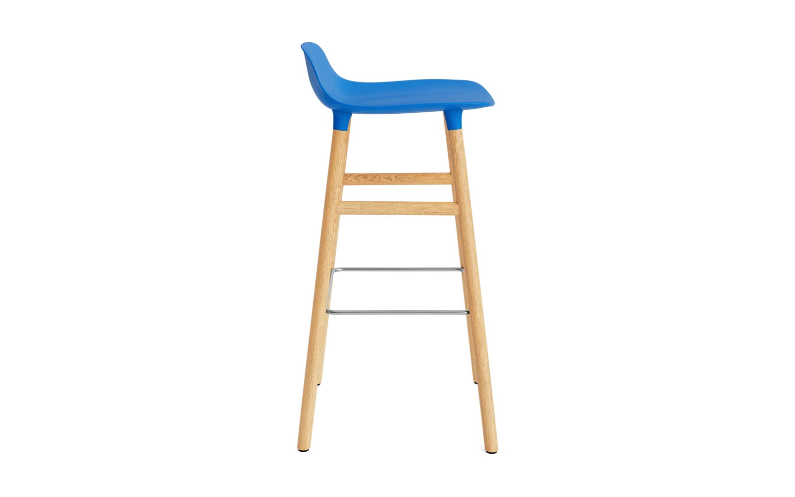 Entdecken Sie den Form Barstuhl 75 cm in leuchtendem Blau mit Eichenholzgestell – ein stilvolles und funktionales Highlight für Ihre Einrichtung.