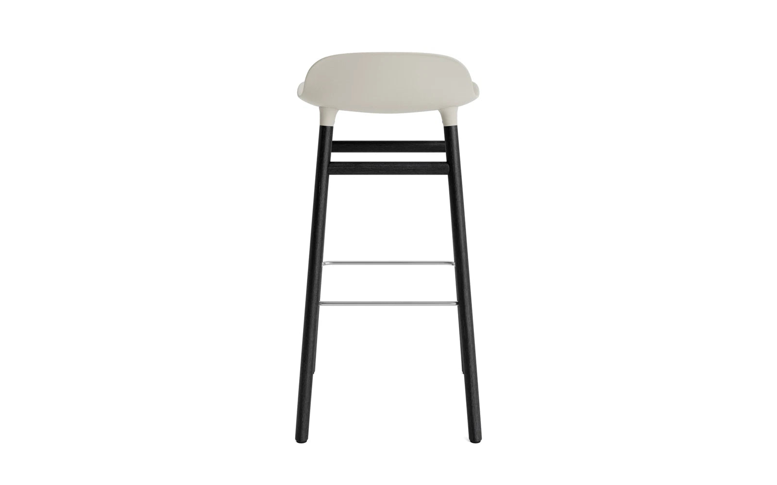 Erleben Sie den stilvollen Form Barstuhl von Normann Copenhagen in hellgrau/schwarz. Perfekt für hohe Tische, bietet er zeitgemäßes Design und hohen Sitzkomfort.