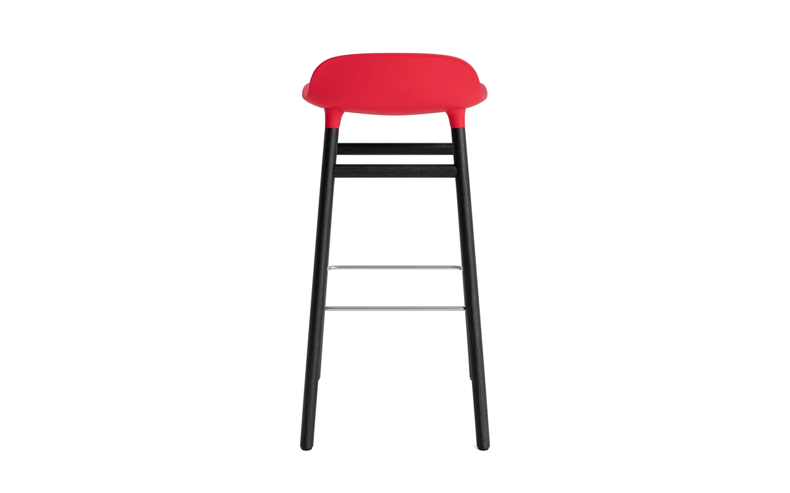 Eleganter Form Barstuhl in strahlendem Rot und Schwarz von Normann Copenhagen, perfekt für trendige Bar- und Esszimmergestaltungen.