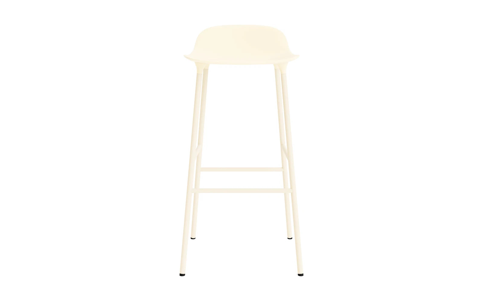 Eleganter Form Barstuhl in creme und Stahl, 75 cm hoch, ideal für stilvolle Bars und moderne Wohnräume.