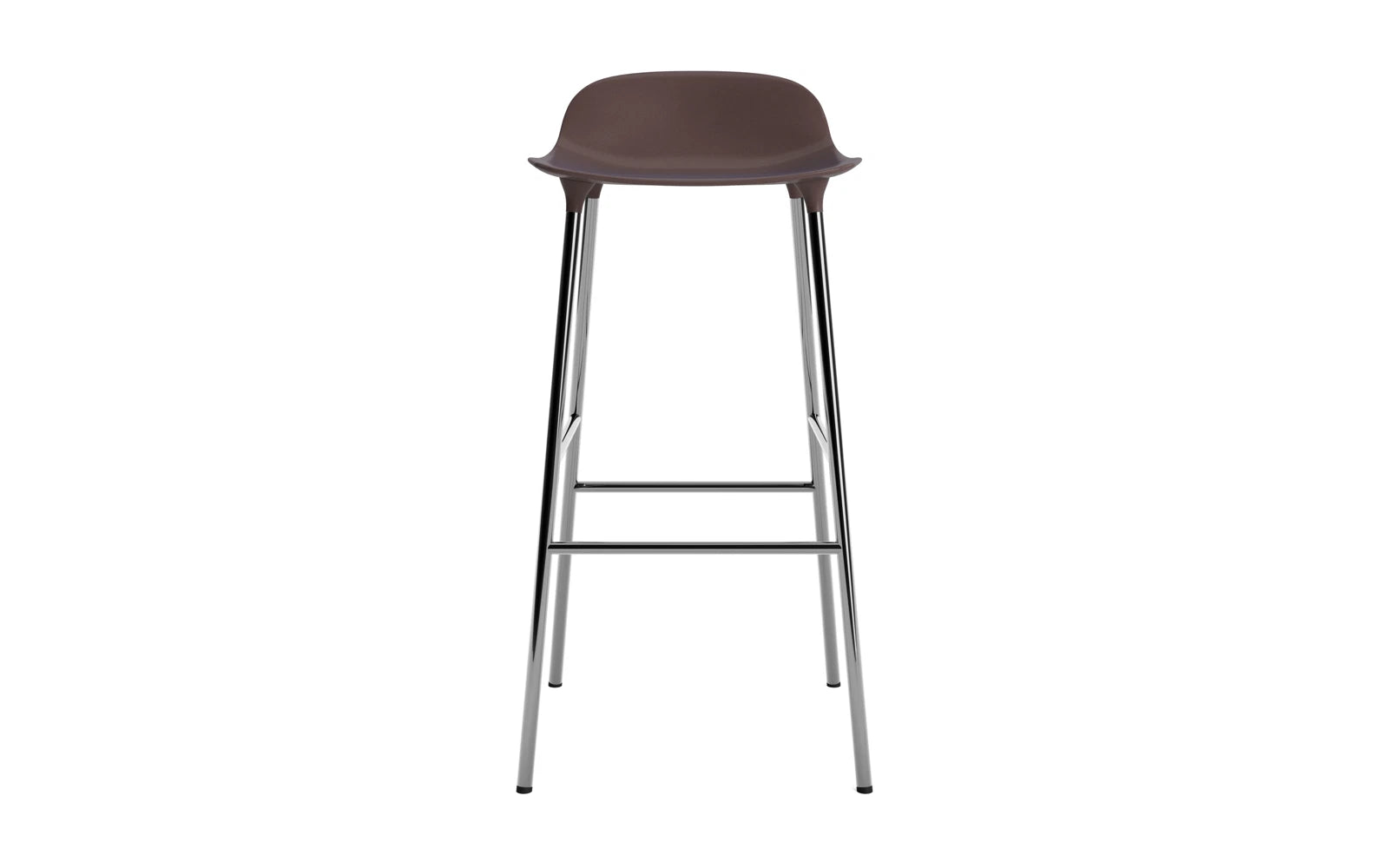 Erleben Sie den Form Barstuhl 75 cm in Braun/Chrom von Normann Copenhagen – ein harmonisches Zusammenspiel aus modernem Design und Funktionalität.