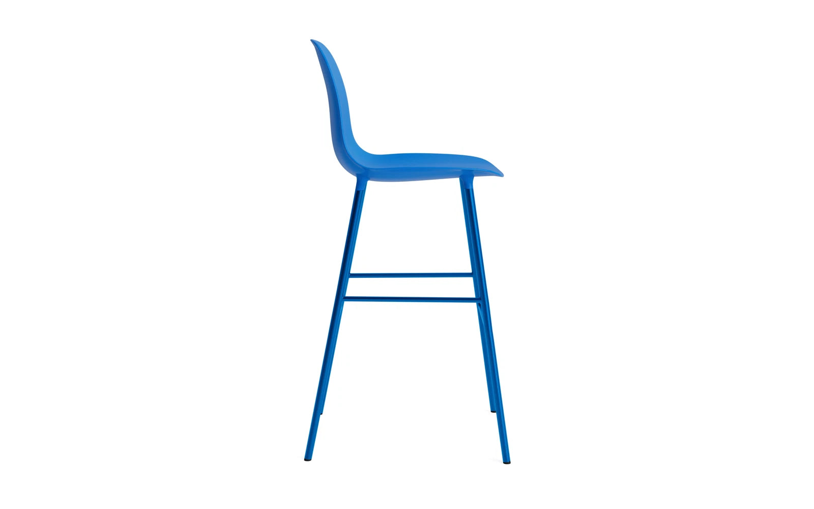 Eleganter Barstuhl in leuchtendem Blau, 75 cm hoch, gefertigt aus langlebigem Stahl – perfekt für trendige Innenräume und stilvolle Bars.