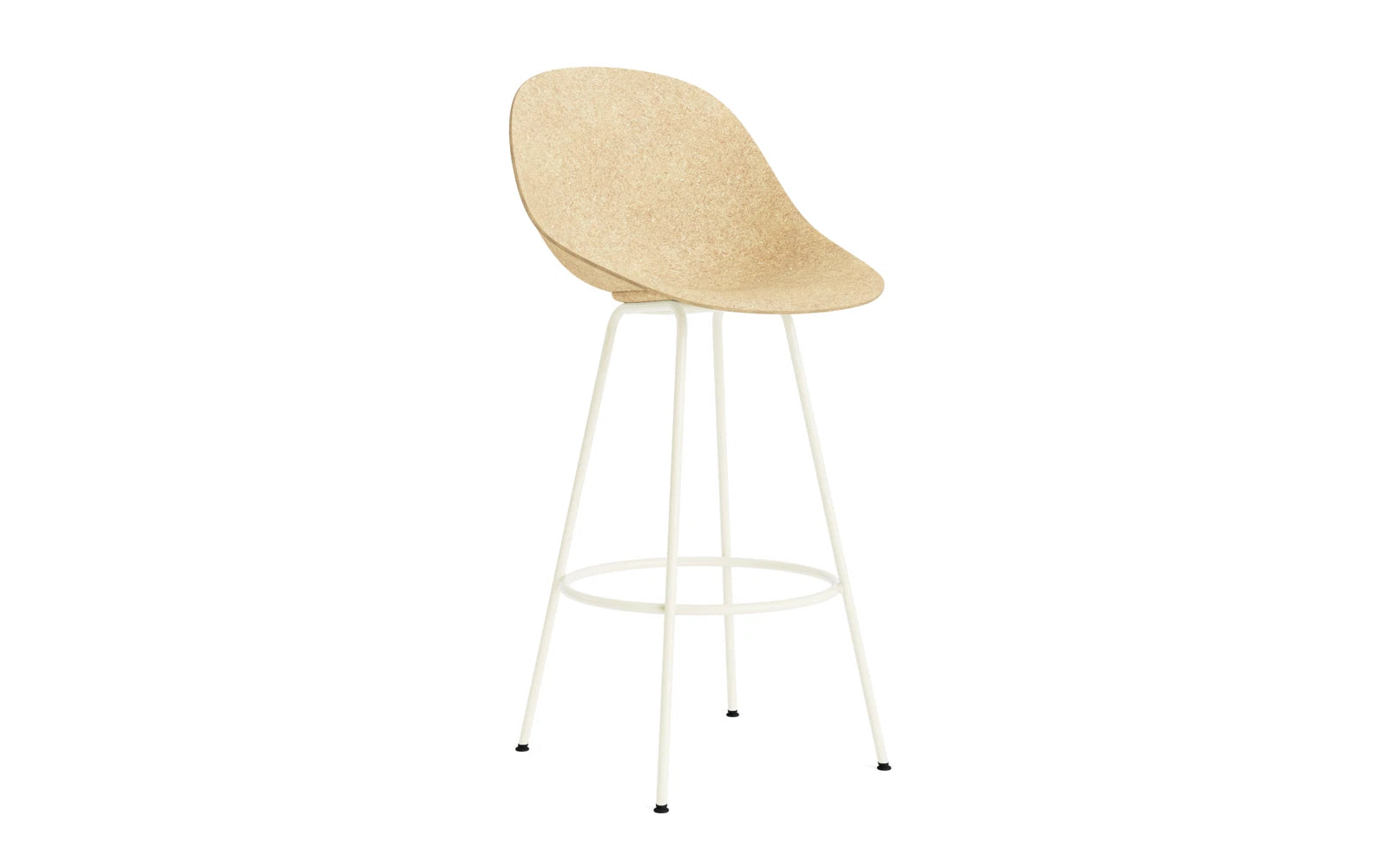 Stylischer Mat Barstuhl in sanftem Creme, 75 cm hoch, aus langlebigem Hanf und stabilem Stahl – perfekt für trendige Bars und Küchen.