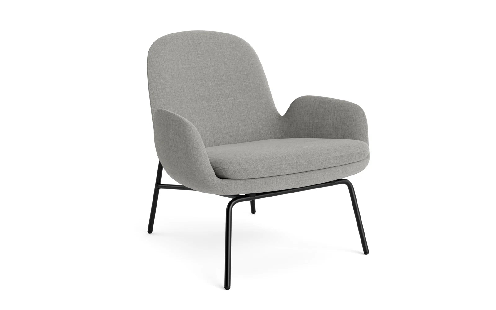Eleganter Era Lounge-Sessel mit niedrigem Design aus schwarzem Stahl, ideal für stilvolle Entspannung und modernes Wohnen.